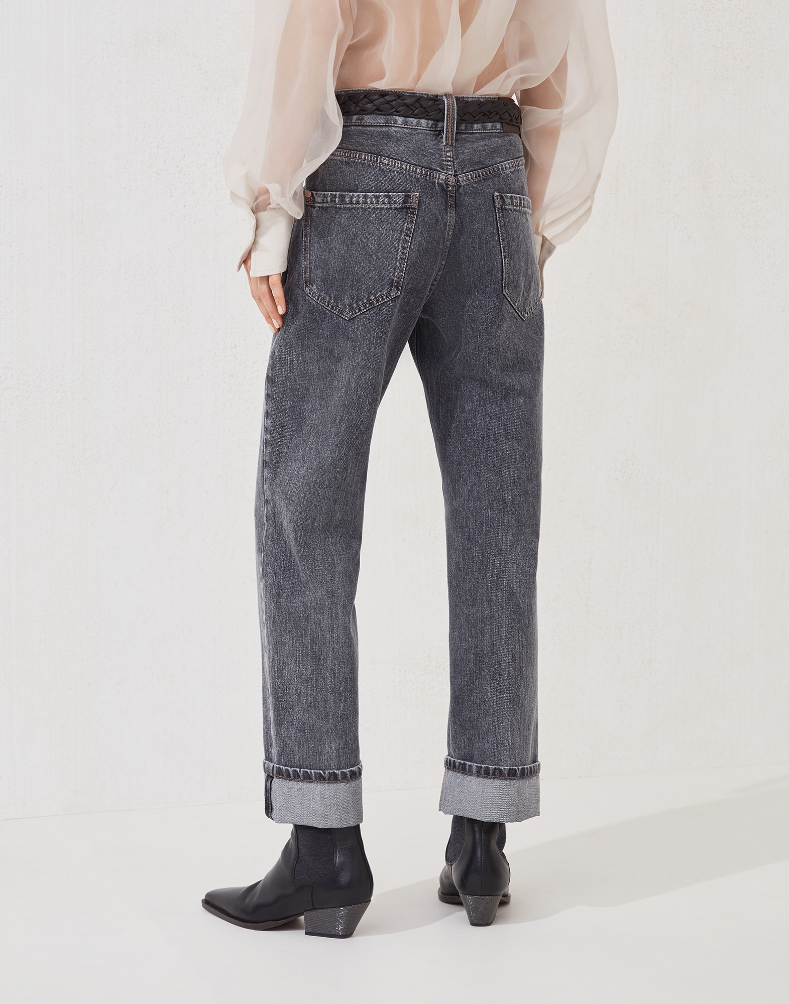 Pantalone Cropped Grigio Donna - Brunello Cucinelli