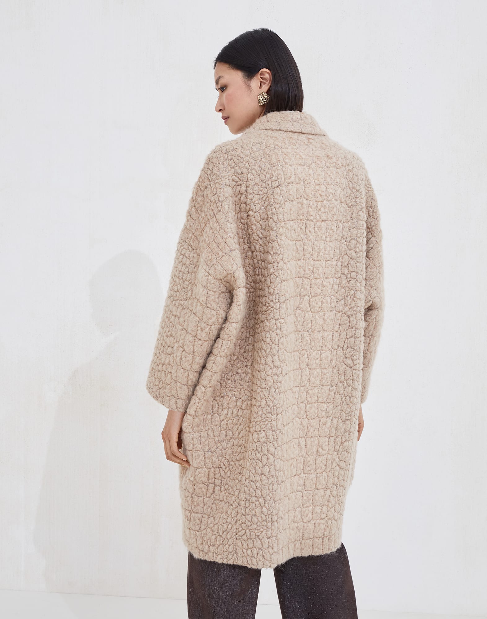 Coat with dazzling croc motif for Woman in Camel | Brunello Coat with dazzling croc motif for Woman in Camel | Brunello