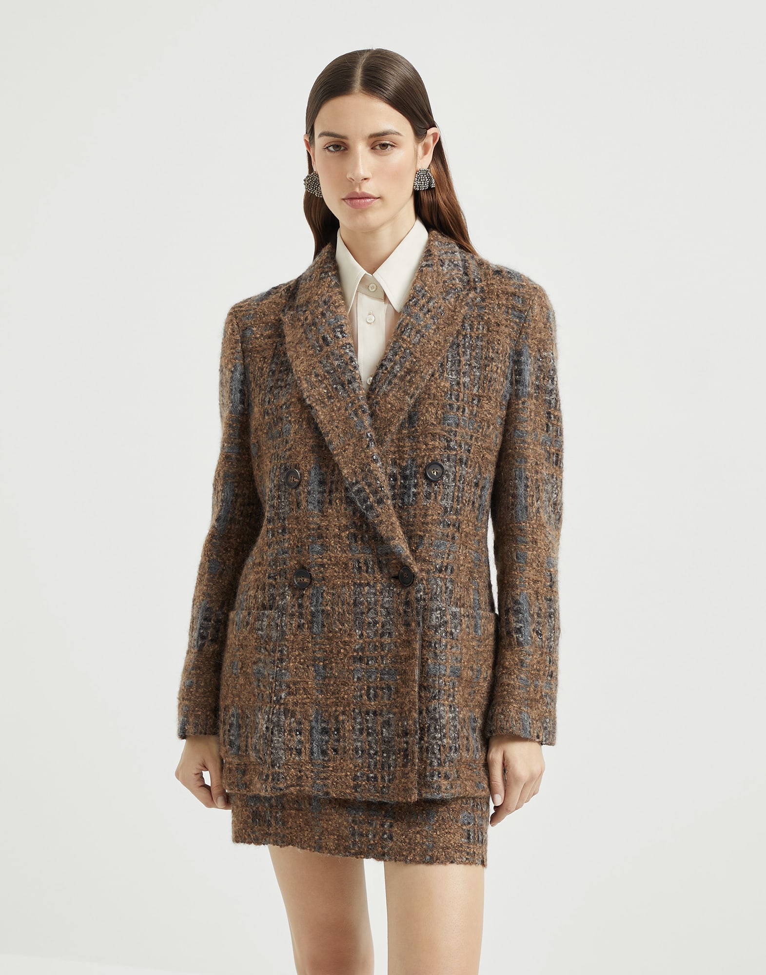 プリンス・オブ・ウェールズ刺繍 ジャケット マルチカラー レディース - Brunello Cucinelli