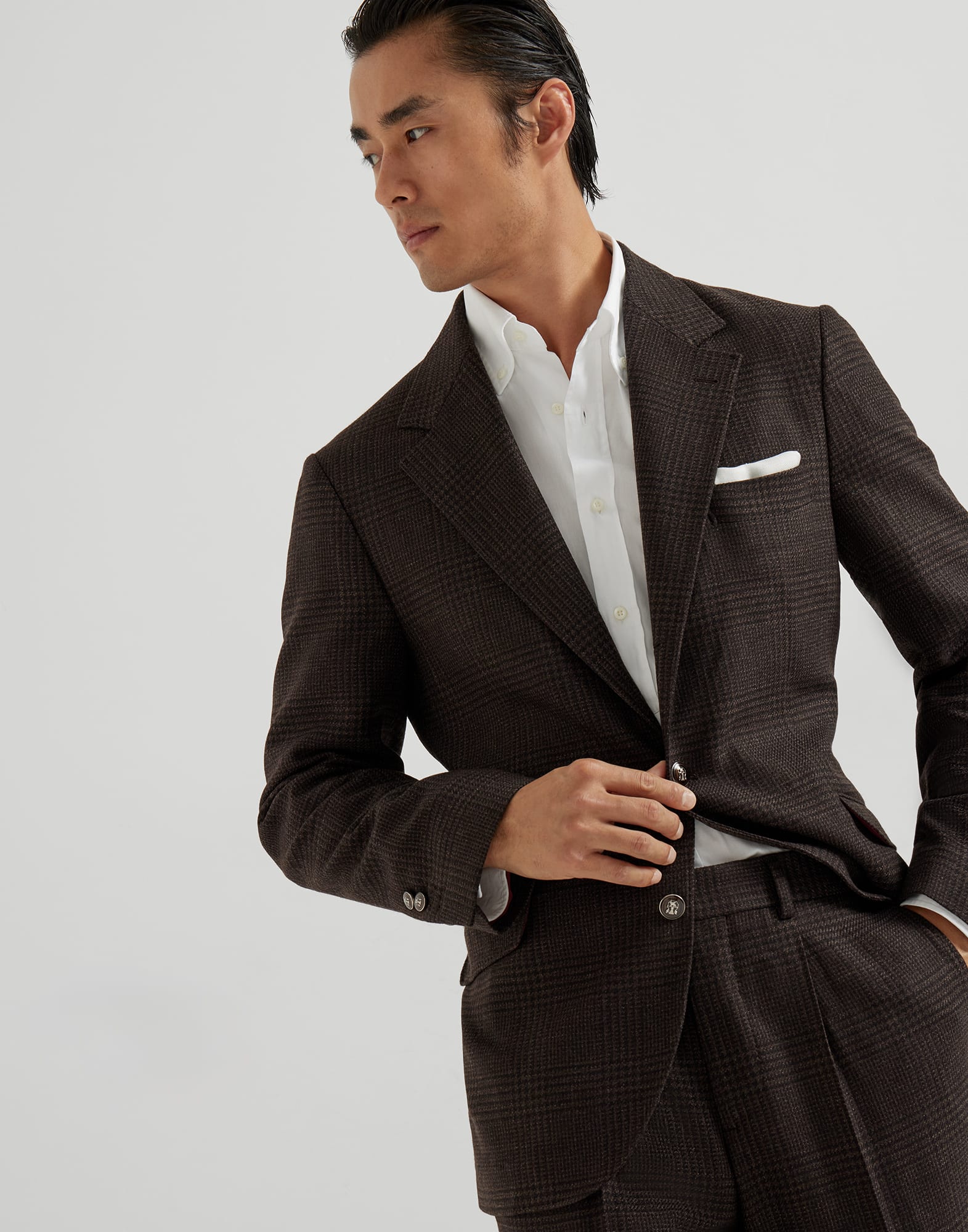 Prince of Wales Cavallo blazer Brown Man - Brunello Cucinelli