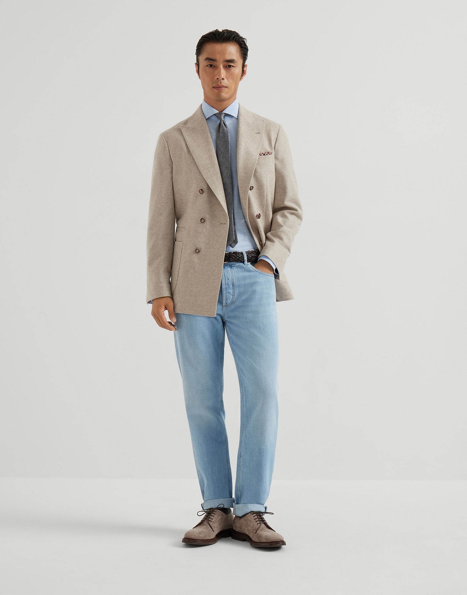 Lightweight denim trousers for Man in | Brunello Cucinelli Lightweight denim trousers for Man in | Brunello Cucinelli