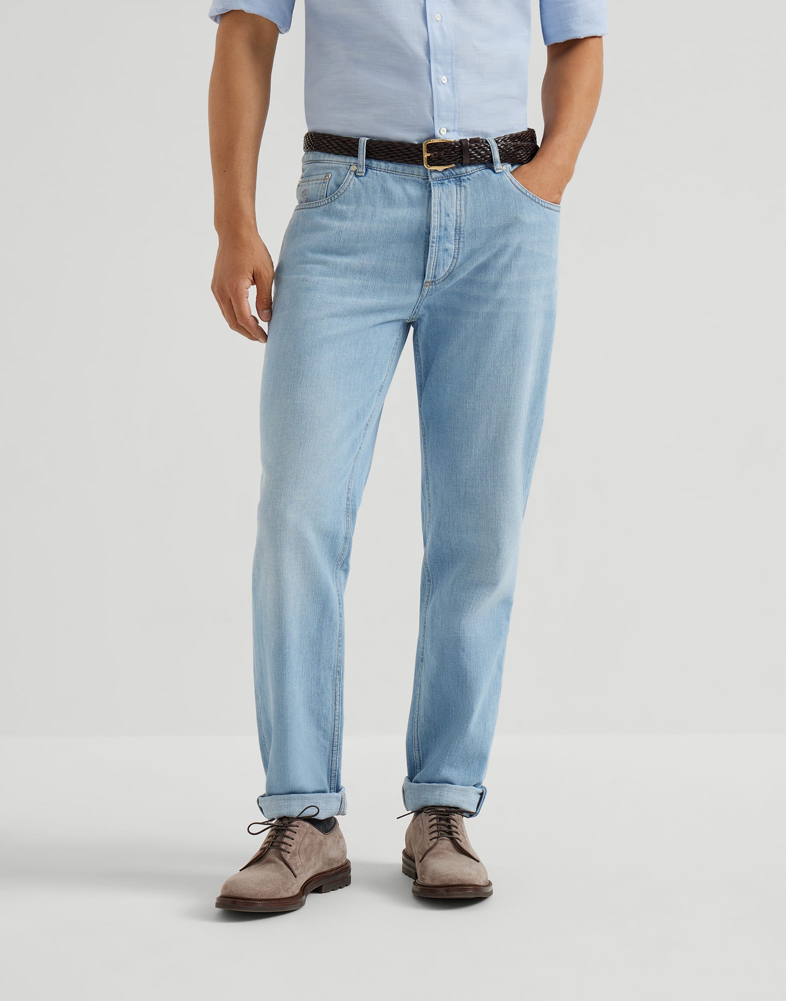 Lightweight denim trousers for Man in | Brunello Cucinelli Lightweight denim trousers for Man in | Brunello Cucinelli