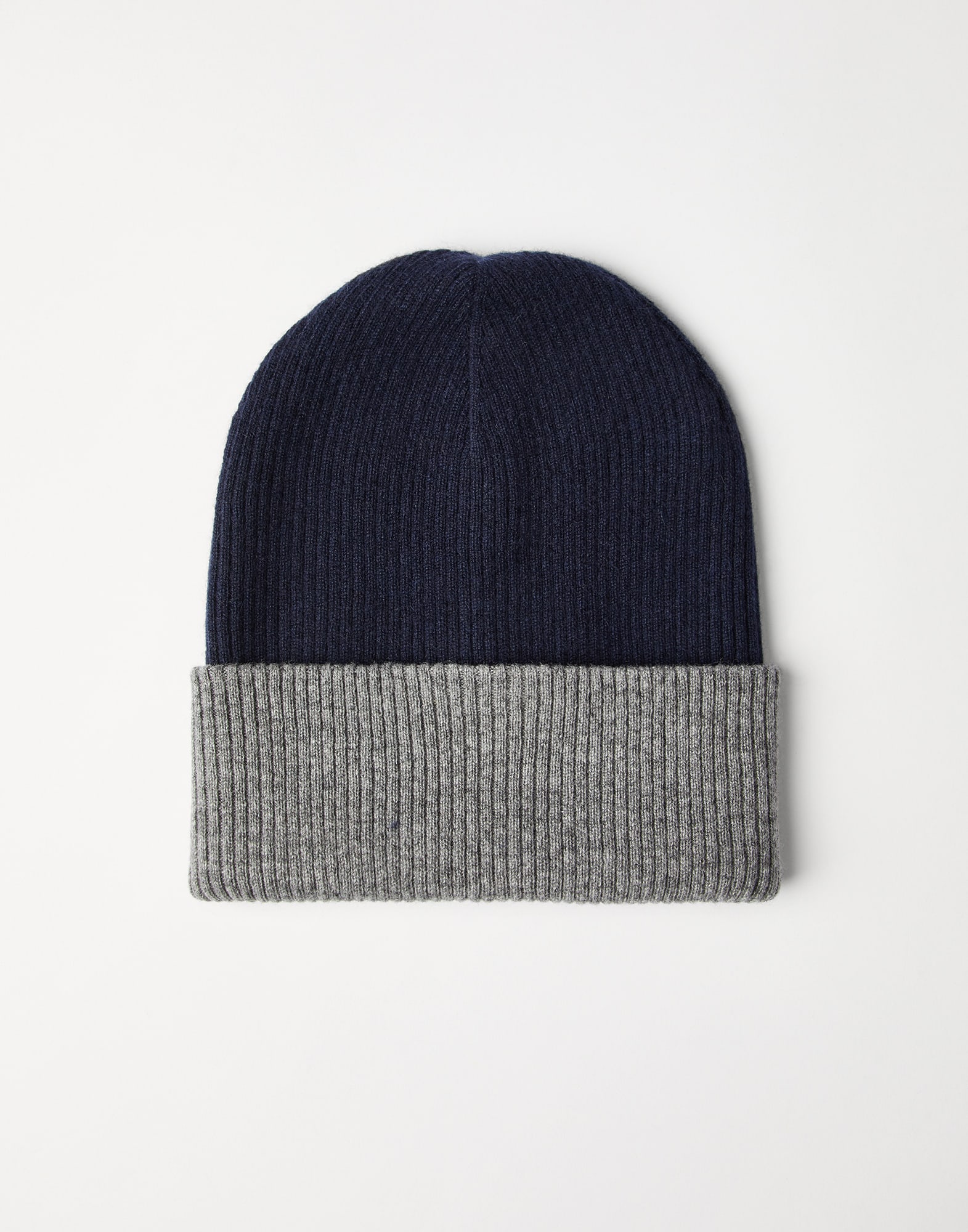 Cashmere rib knit beanie Navy Blue Man - Brunello Cucinelli