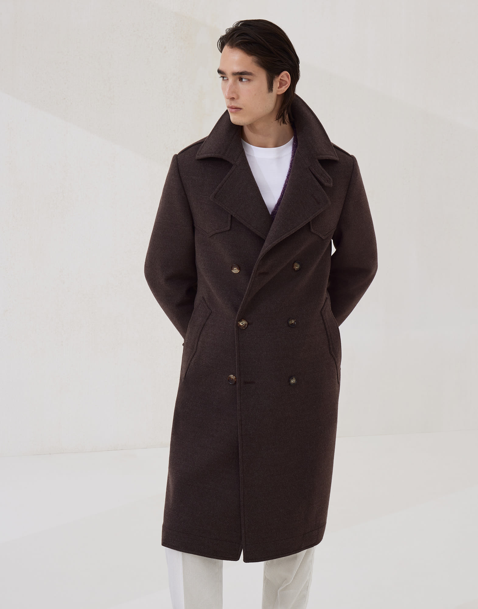 ハンドクラフト トレンチコート ブラウン メンズ - Brunello Cucinelli