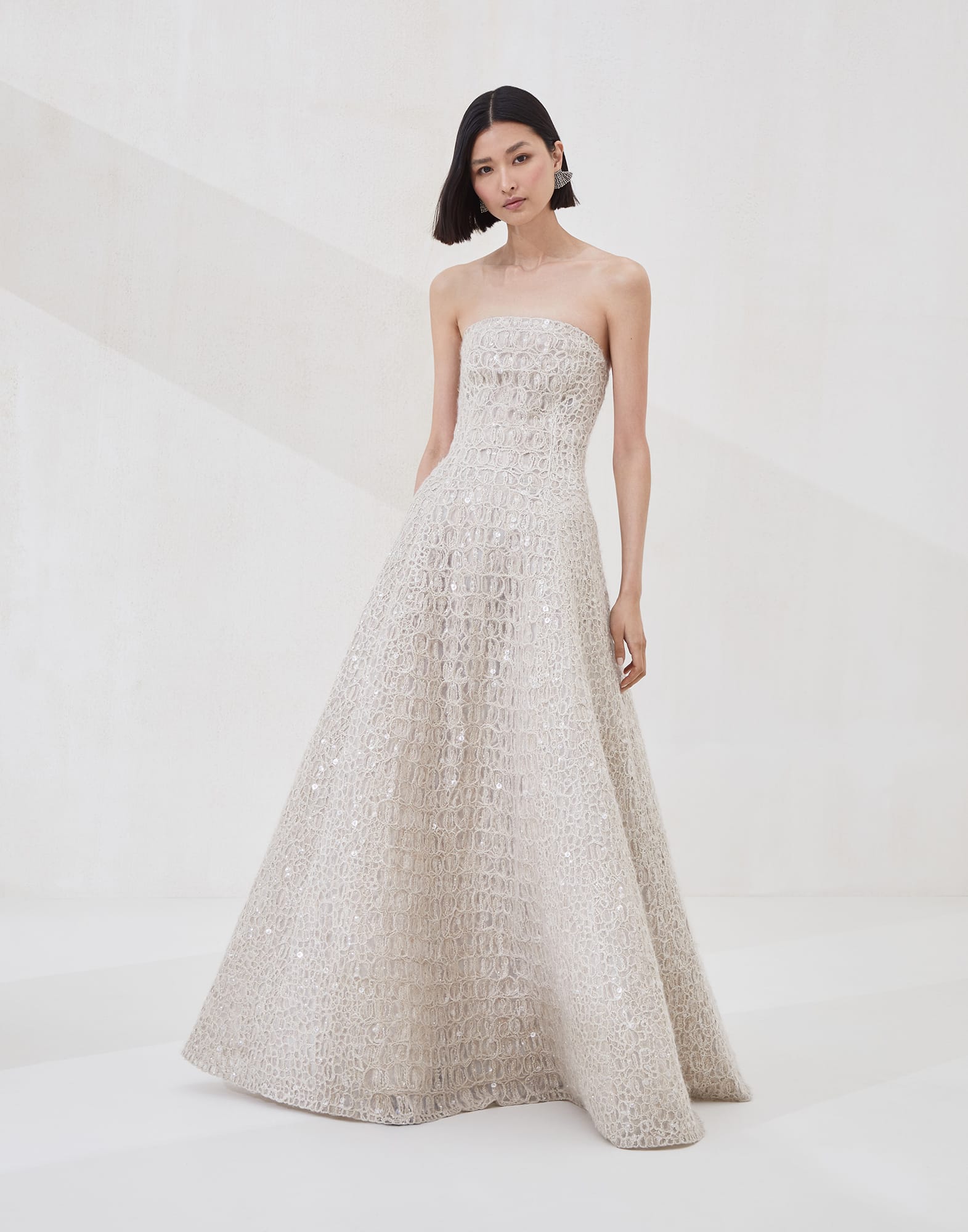 Платье Dazzling Croc Embroidery Холодный Бежевый Женщина - Brunello Cucinelli