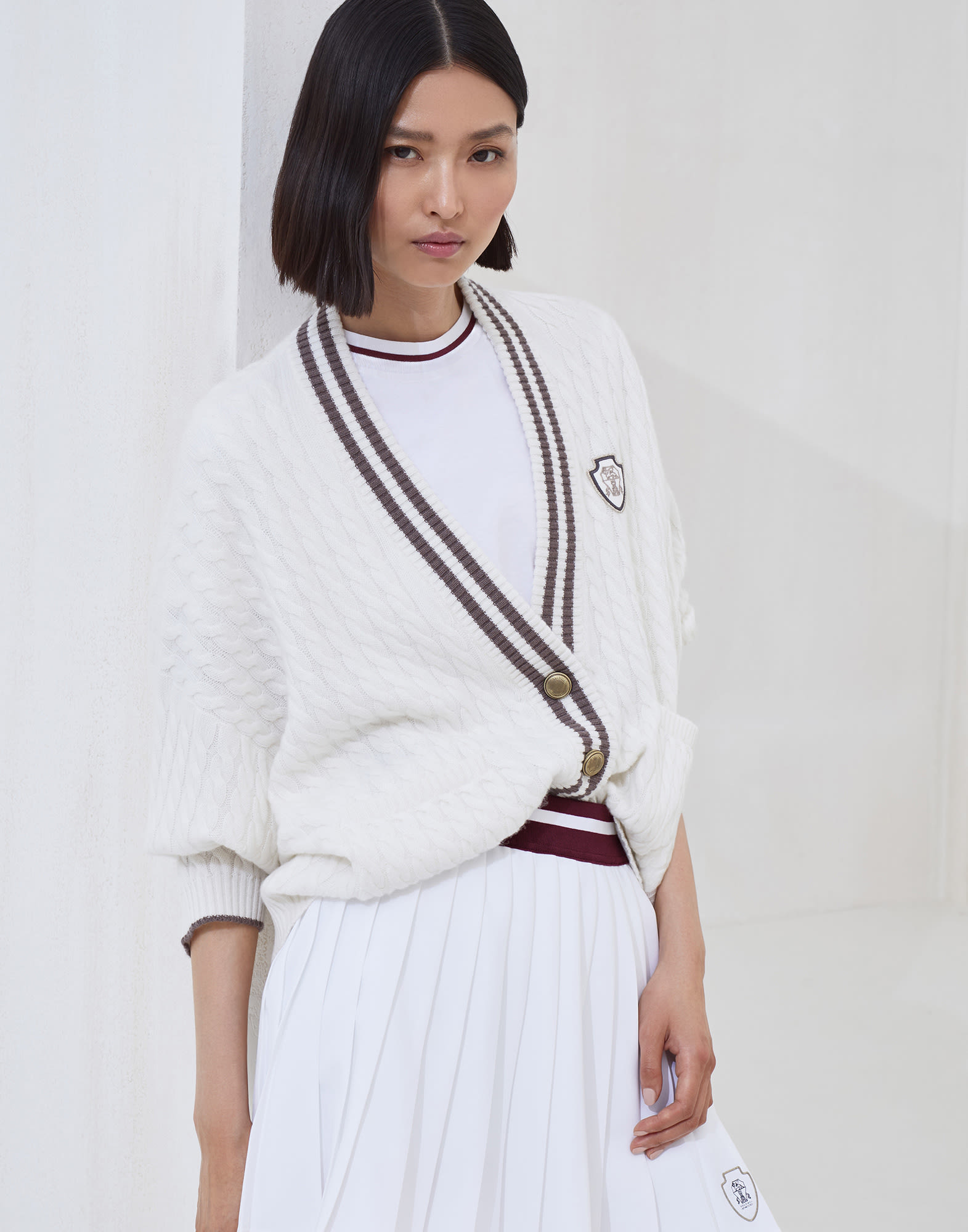 Cashmere cardigan with logo Panama Woman - Brunello Cucinelli
