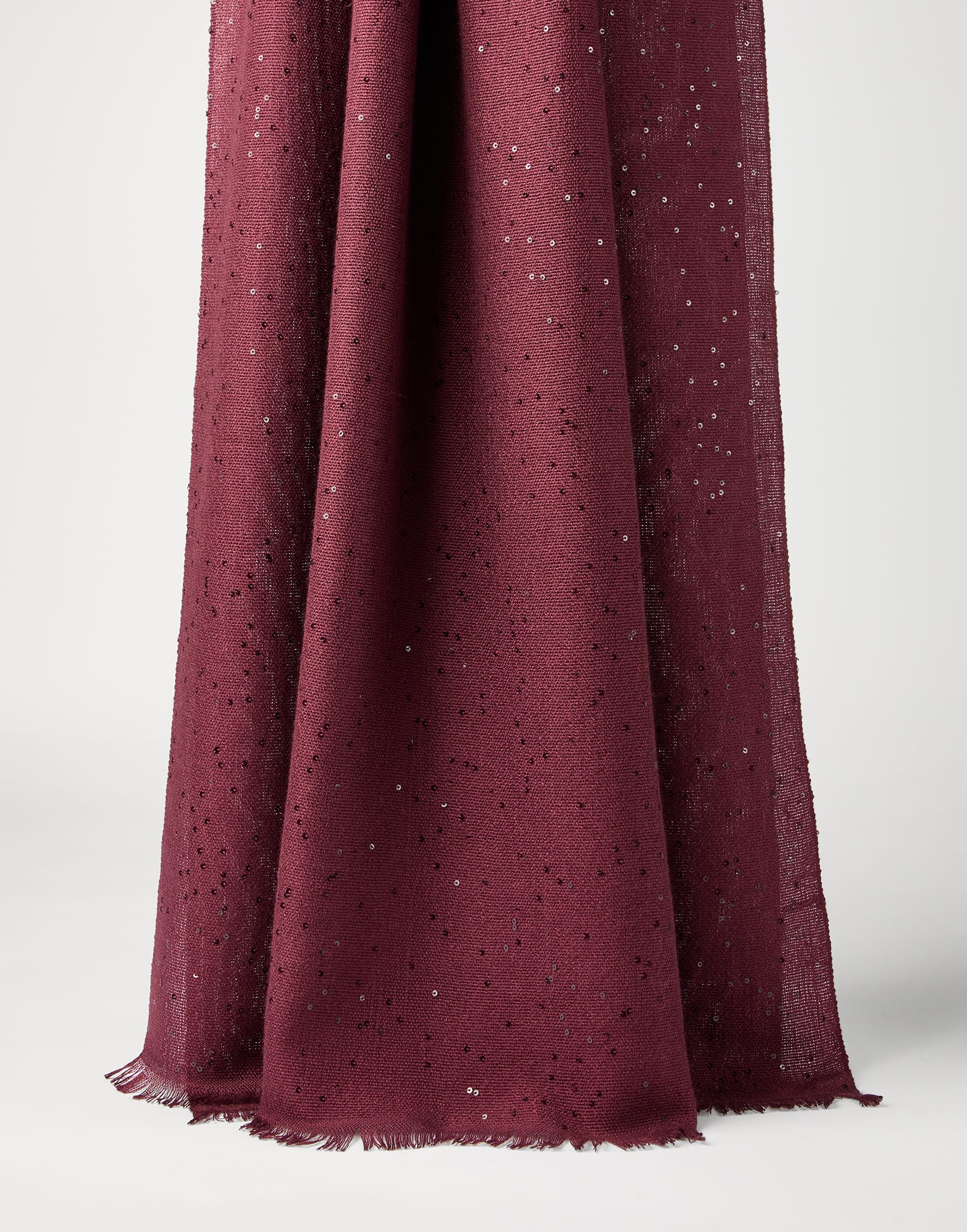 Cashmere and silk Diamond yarn scarf Amaranth Woman - Brunello Cucinelli