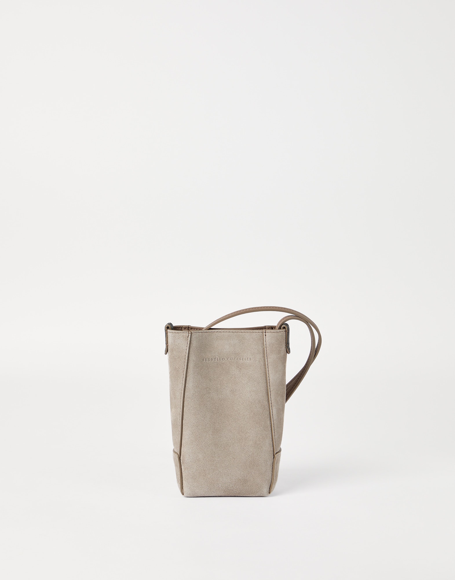 Suede BC Duo phone holder Beige Woman - Brunello Cucinelli