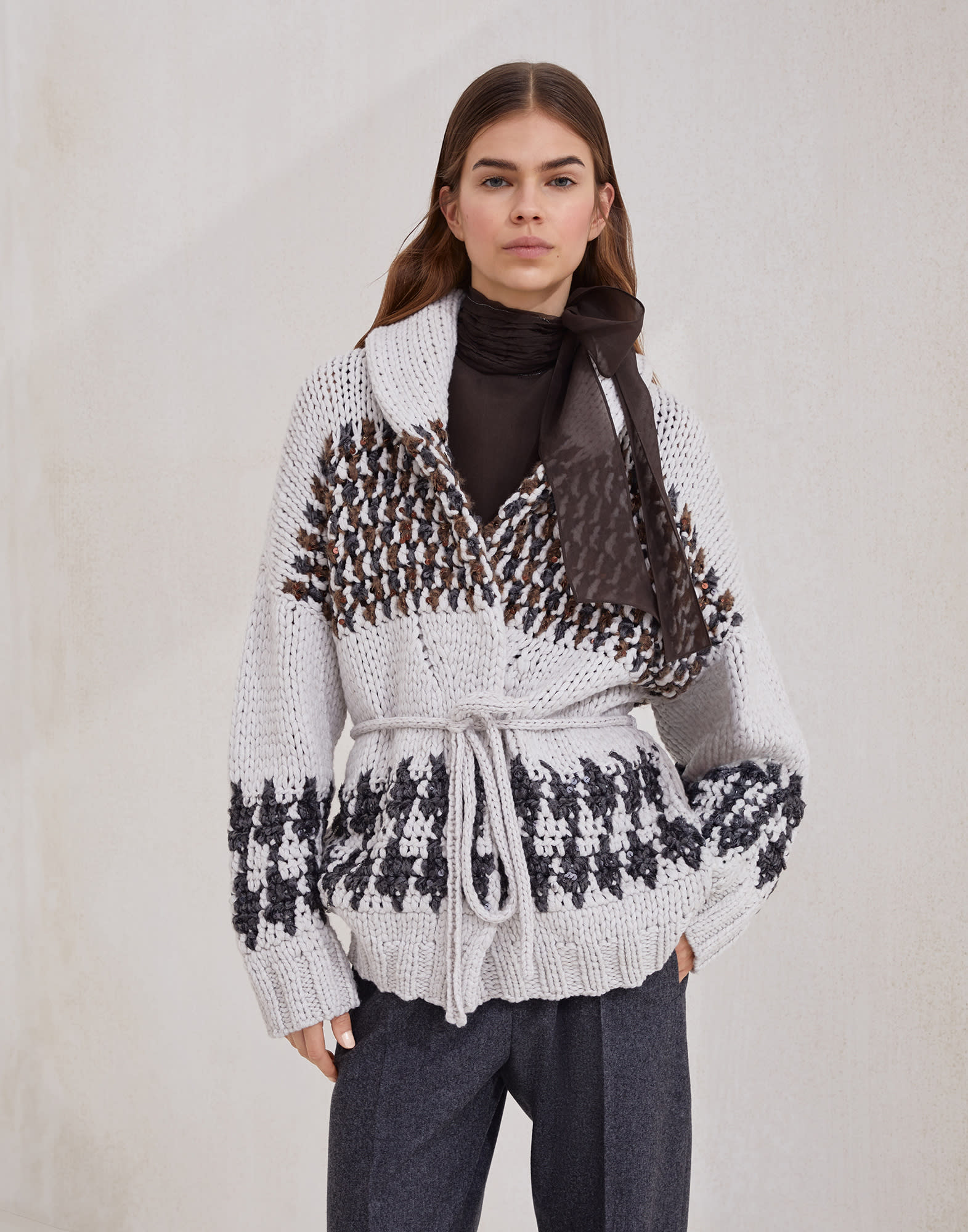 Cardigan OPERA Prince of Wales Fantasia Donna - Brunello Cucinelli