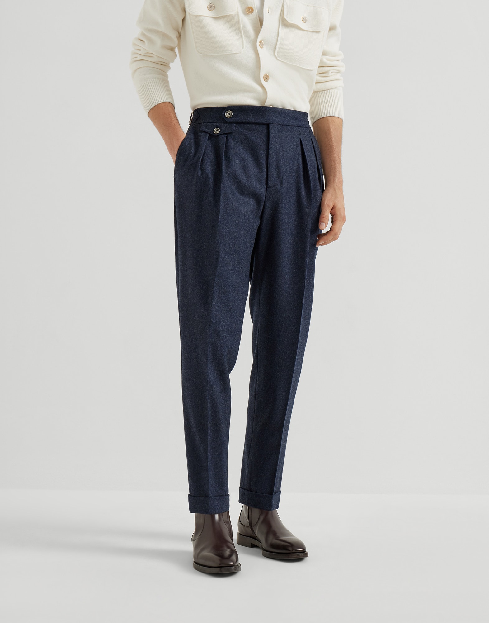 Flannel tailor fit trousers Night Man - Brunello Cucinelli