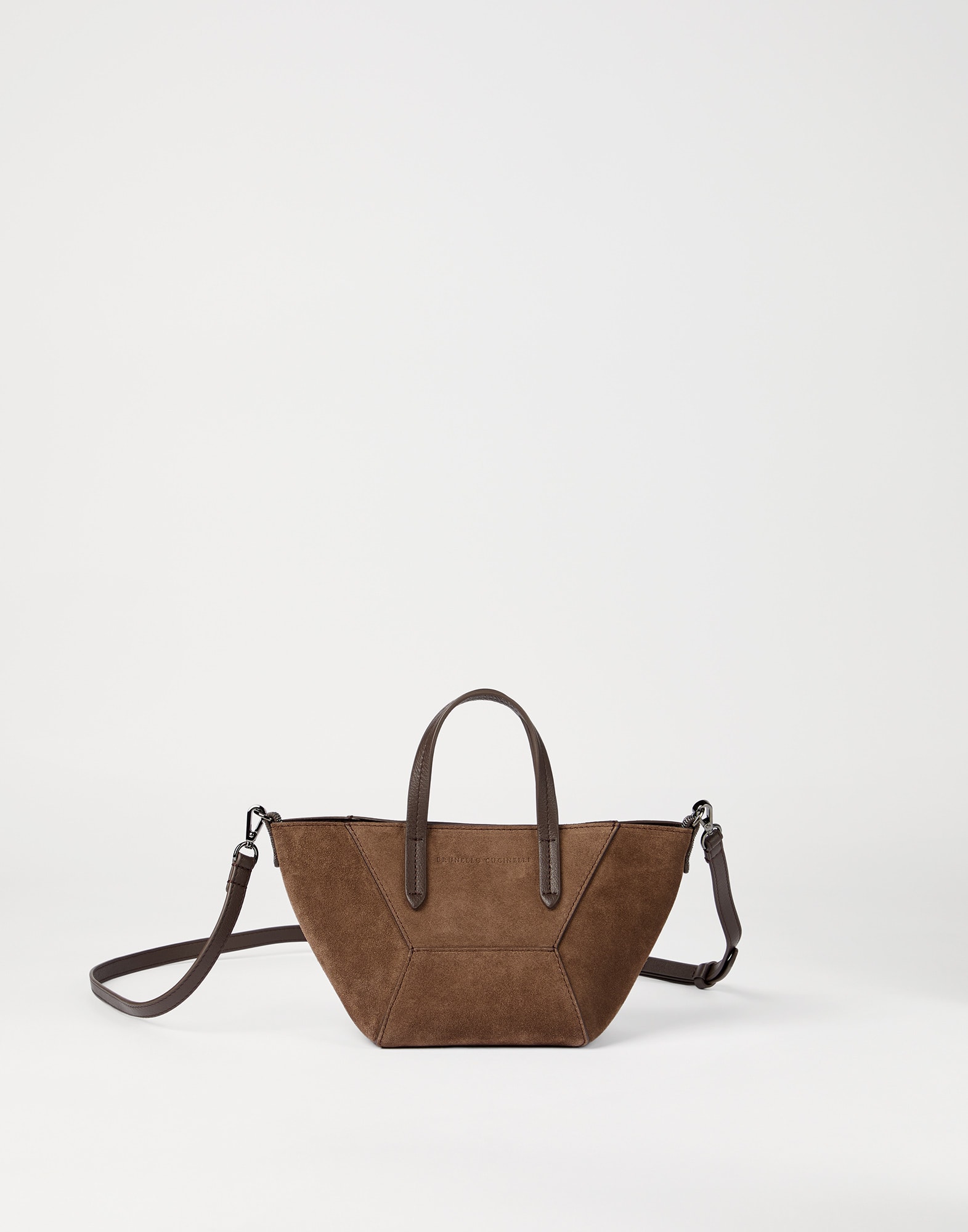 Suede mini BC Duo bag Bark Woman - Brunello Cucinelli