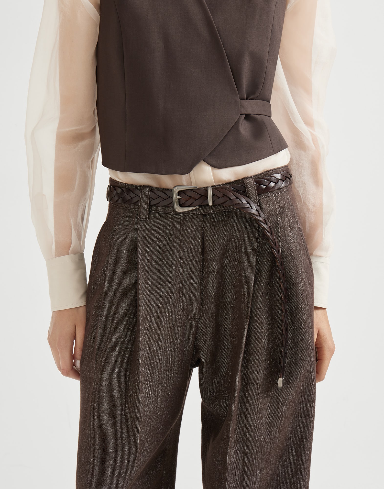Ceinture tressée Brun Foncé Femme - Brunello Cucinelli