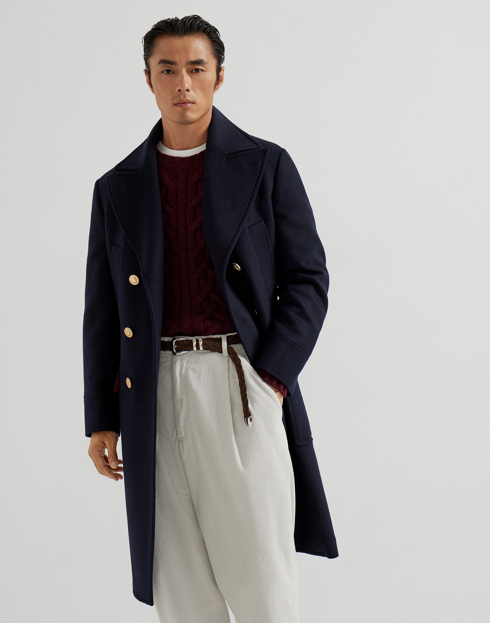 Cappotto in panno double Blu Navy Uomo - Brunello Cucinelli