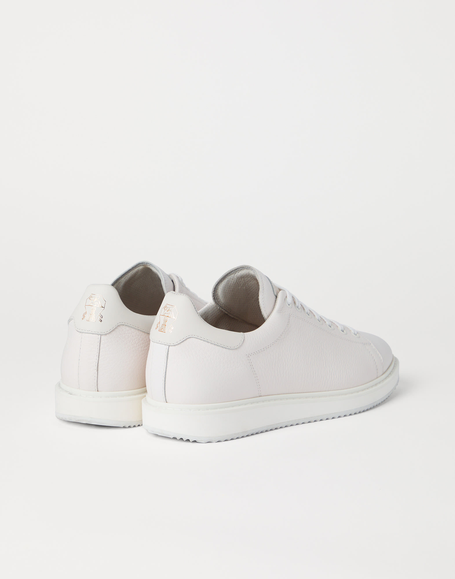 Calfskin sneakers for Man in White | Brunello Cucinelli Calfskin sneakers for Man in White | Brunello Cucinelli