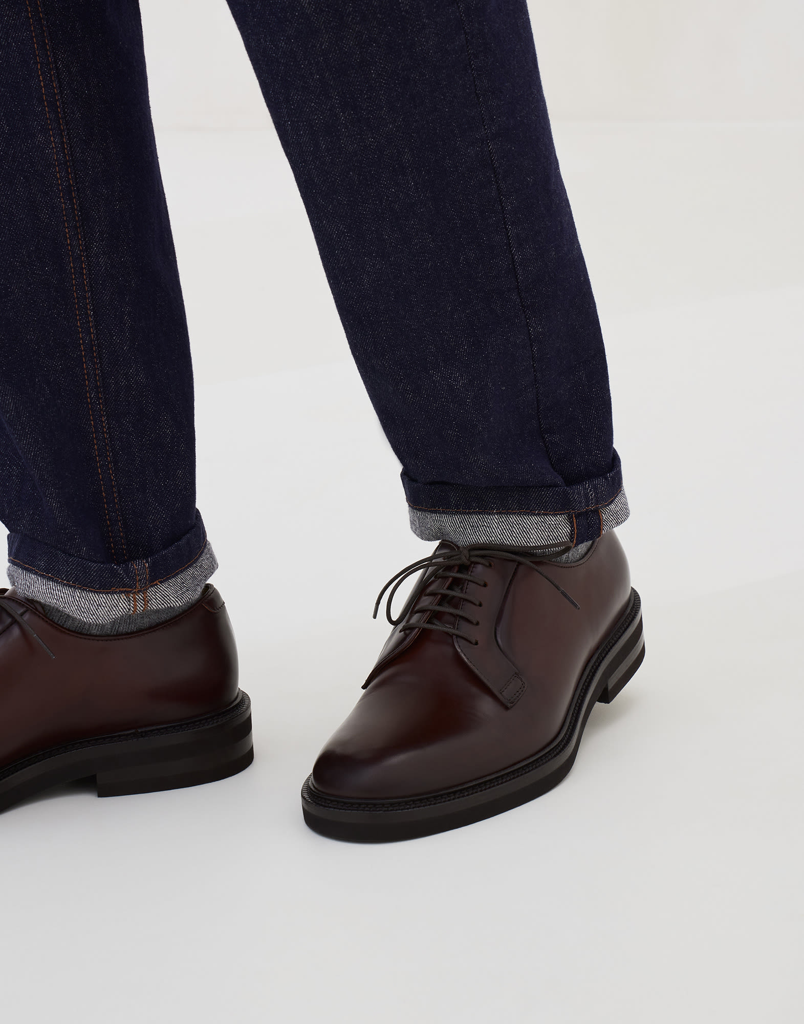 Calfskin derby Chestnut Man - Brunello Cucinelli