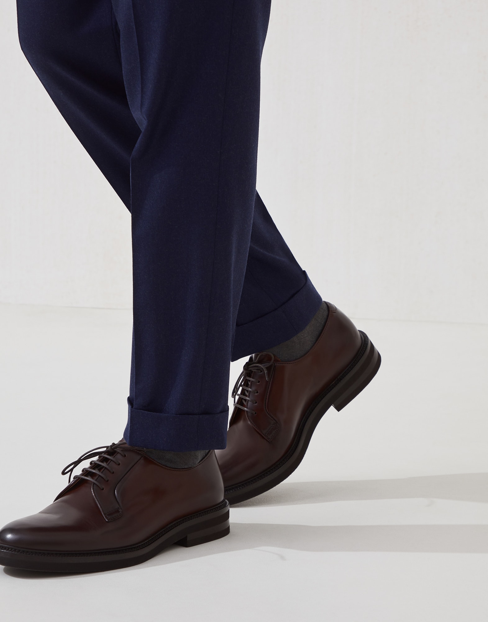 Aged calfskin Derbys Chestnut Man - Brunello Cucinelli
