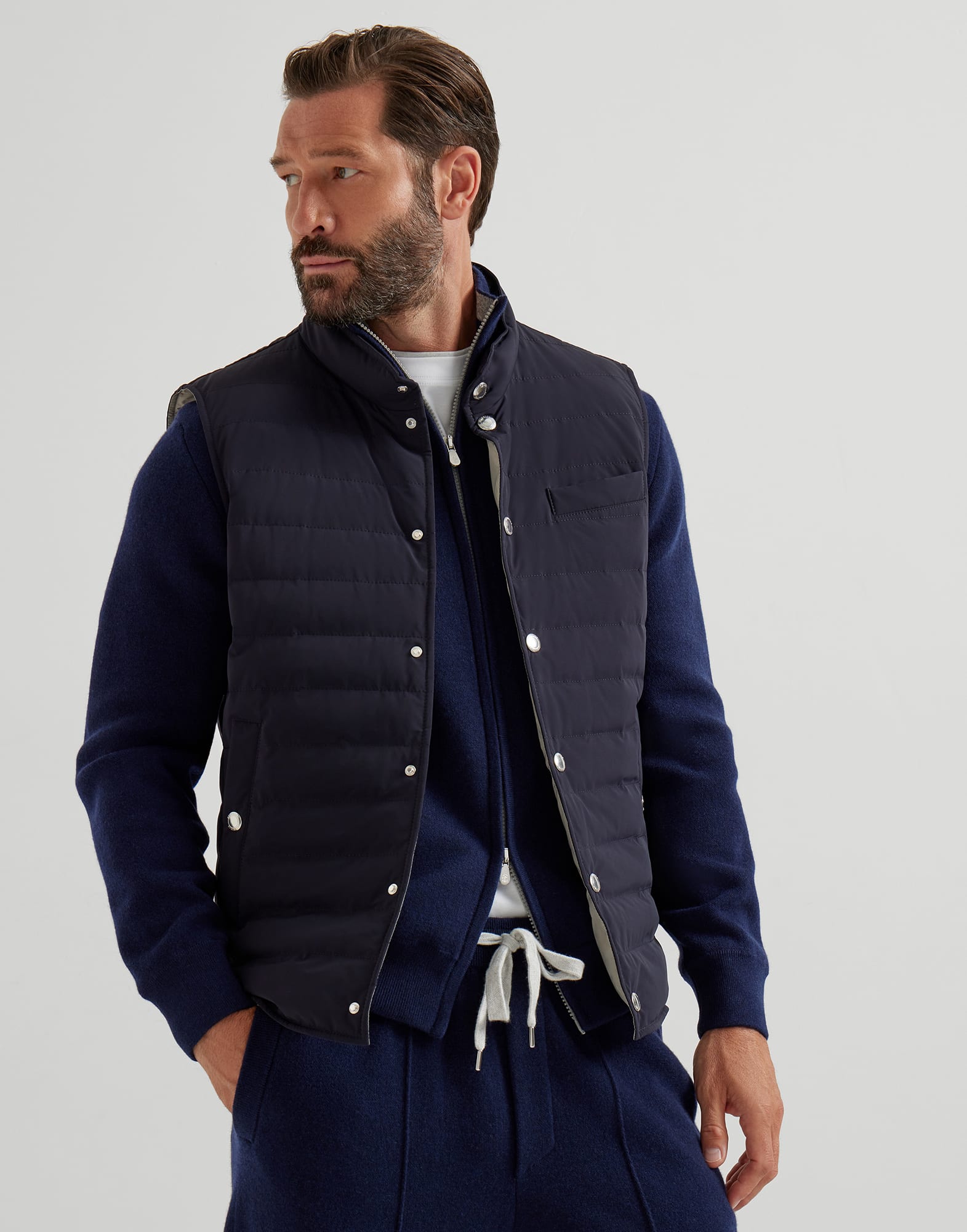 Lightweight down vest Navy Blue Man - Brunello Cucinelli