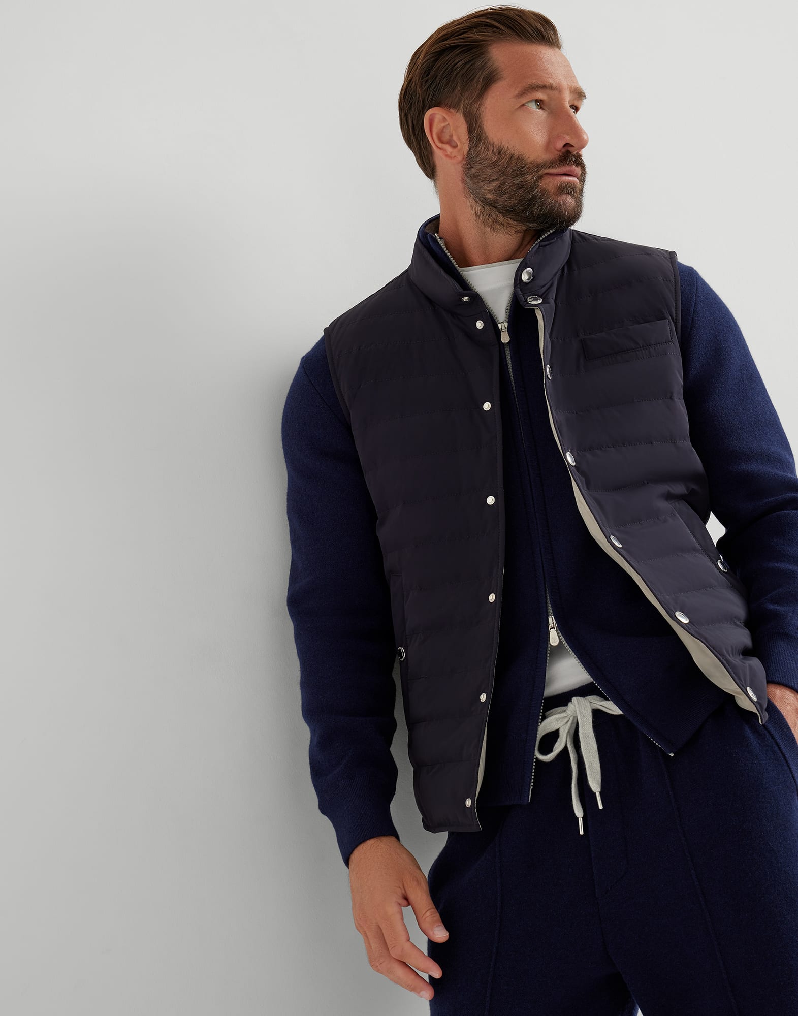 Lightweight down vest Navy Blue Man - Brunello Cucinelli