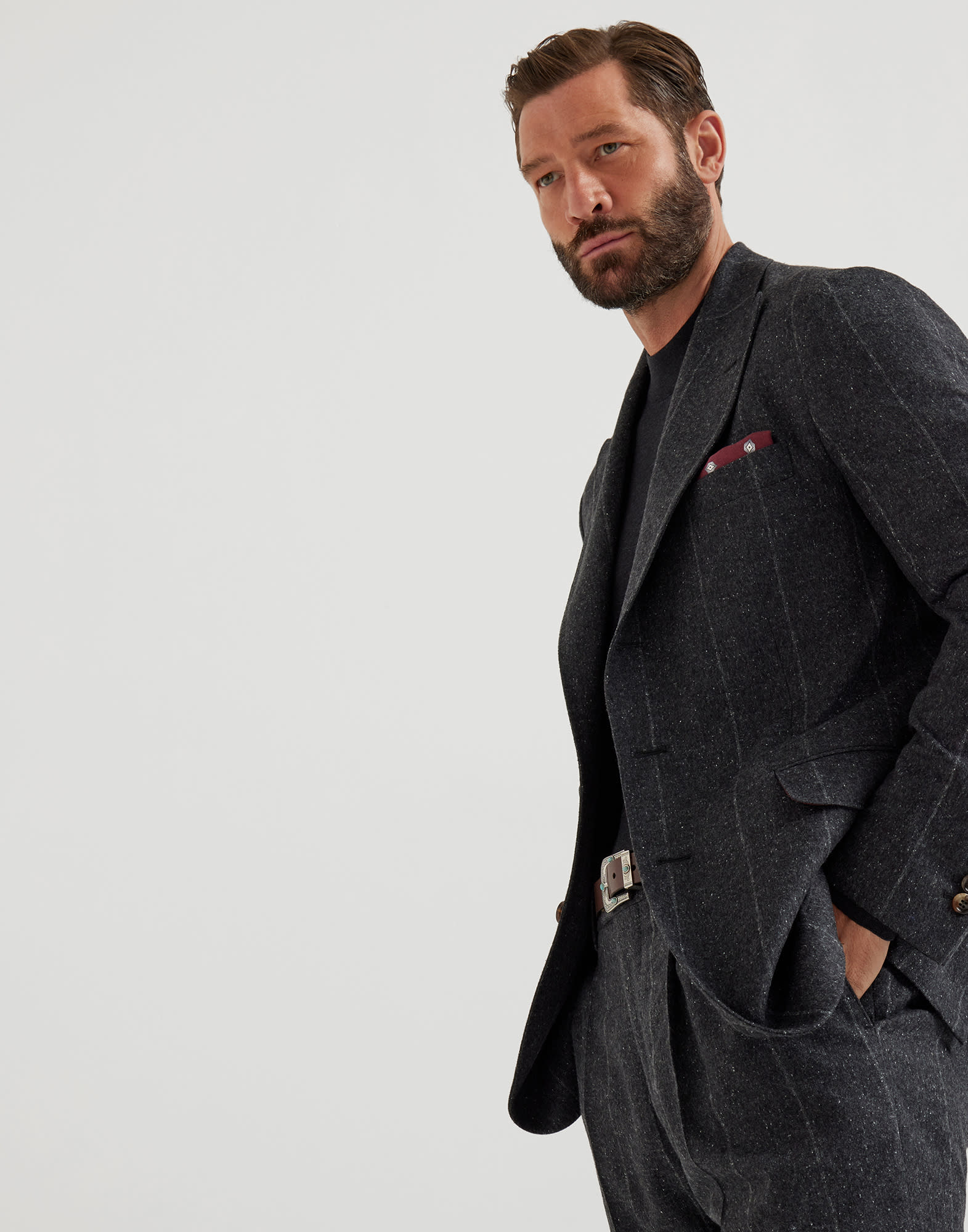 Chalk stripe blazer Anthracite Man - Brunello Cucinelli