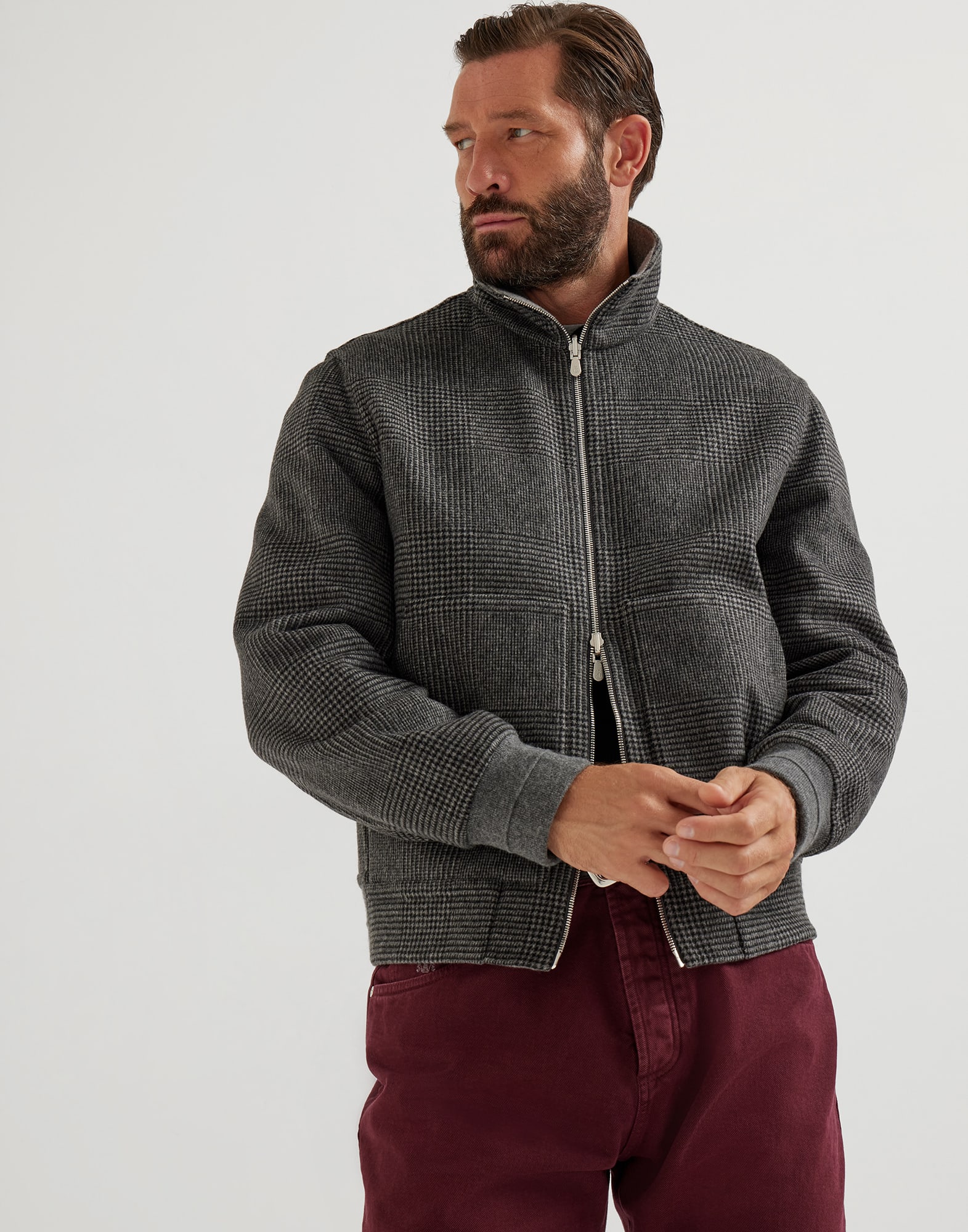 Hand-crafted bomber jacket Dark Grey Man - Brunello Cucinelli