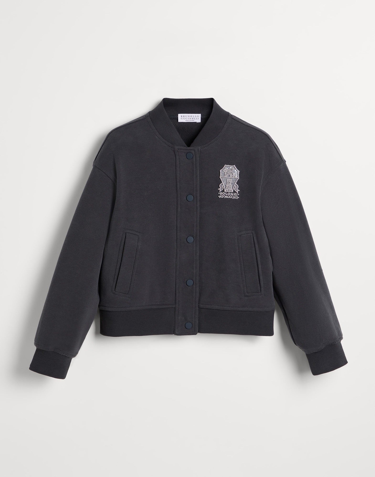 Topwear stile bomber in felpa Blu Bambina - Brunello Cucinelli