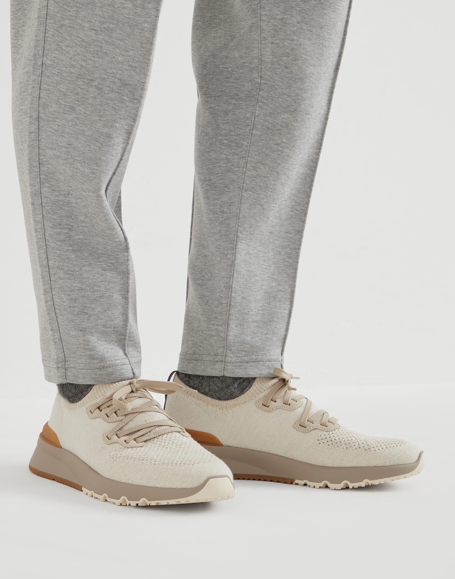 Knit runners for Man in Beige | Brunello Cucinelli Knit runners for Man in Beige | Brunello Cucinelli