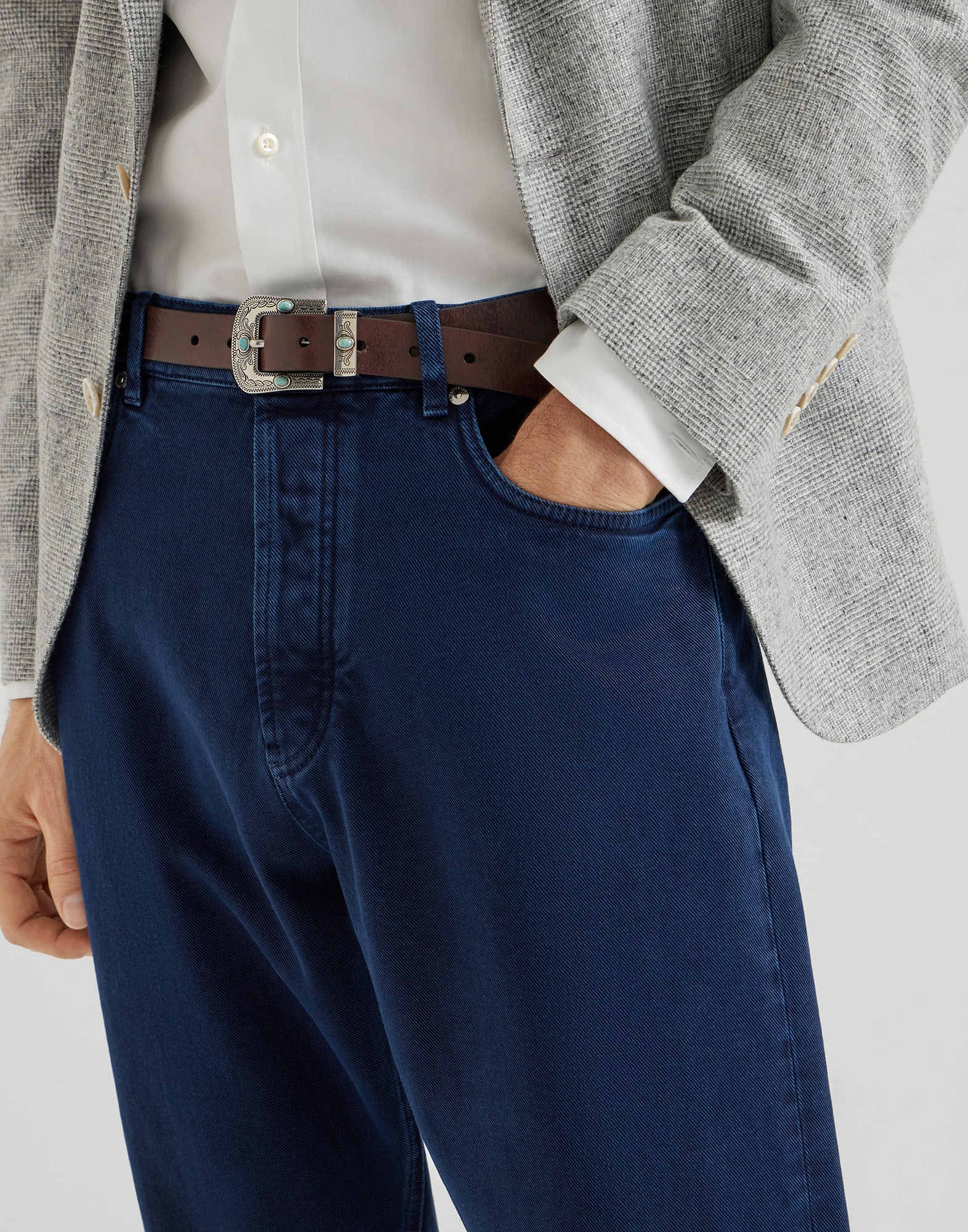 Denim Five-Pocket Trousers - Detail view - View Full Screen