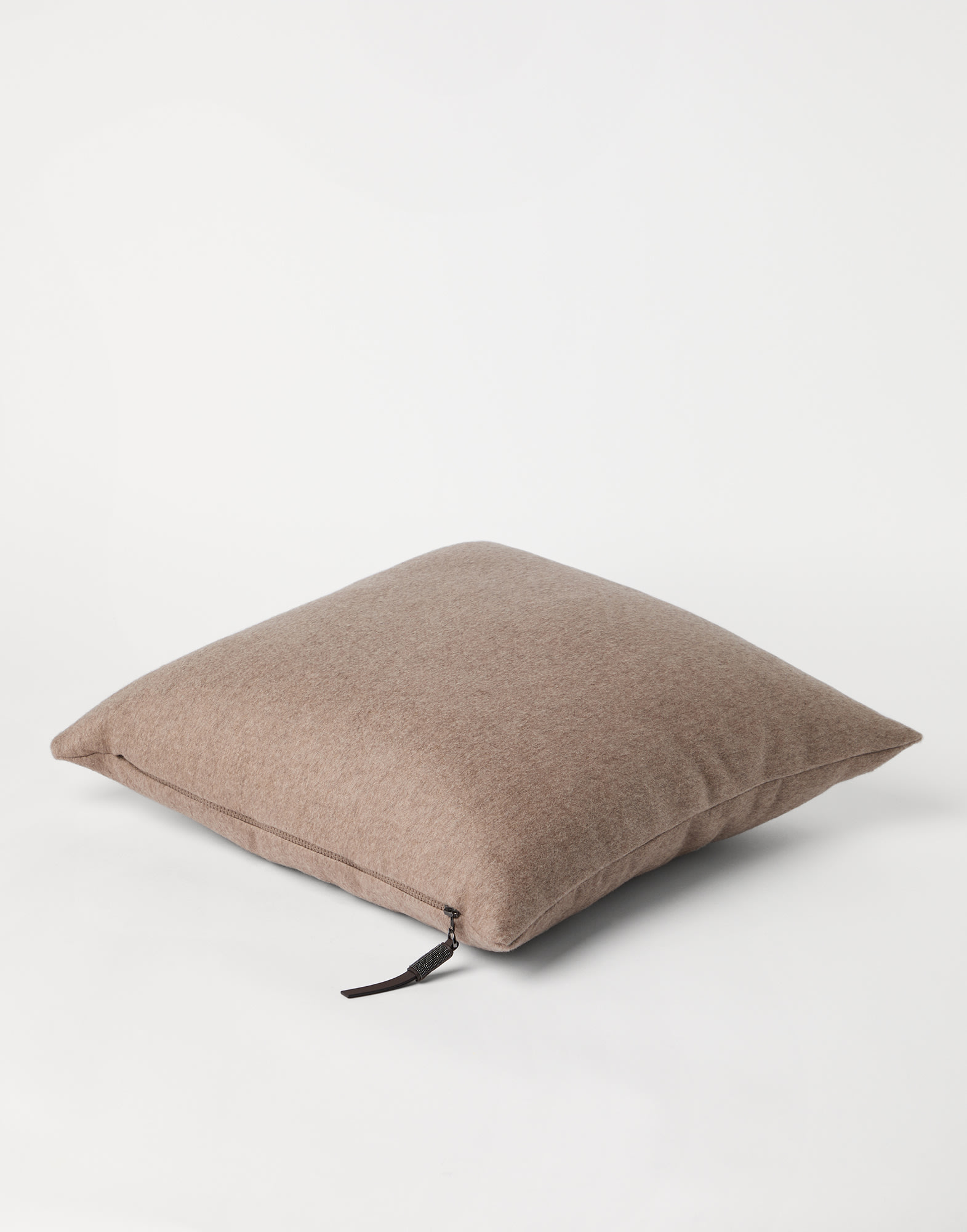 Cashmere beaver cloth large cushion Dove Grey Lifestyle - Brunello Cucinelli