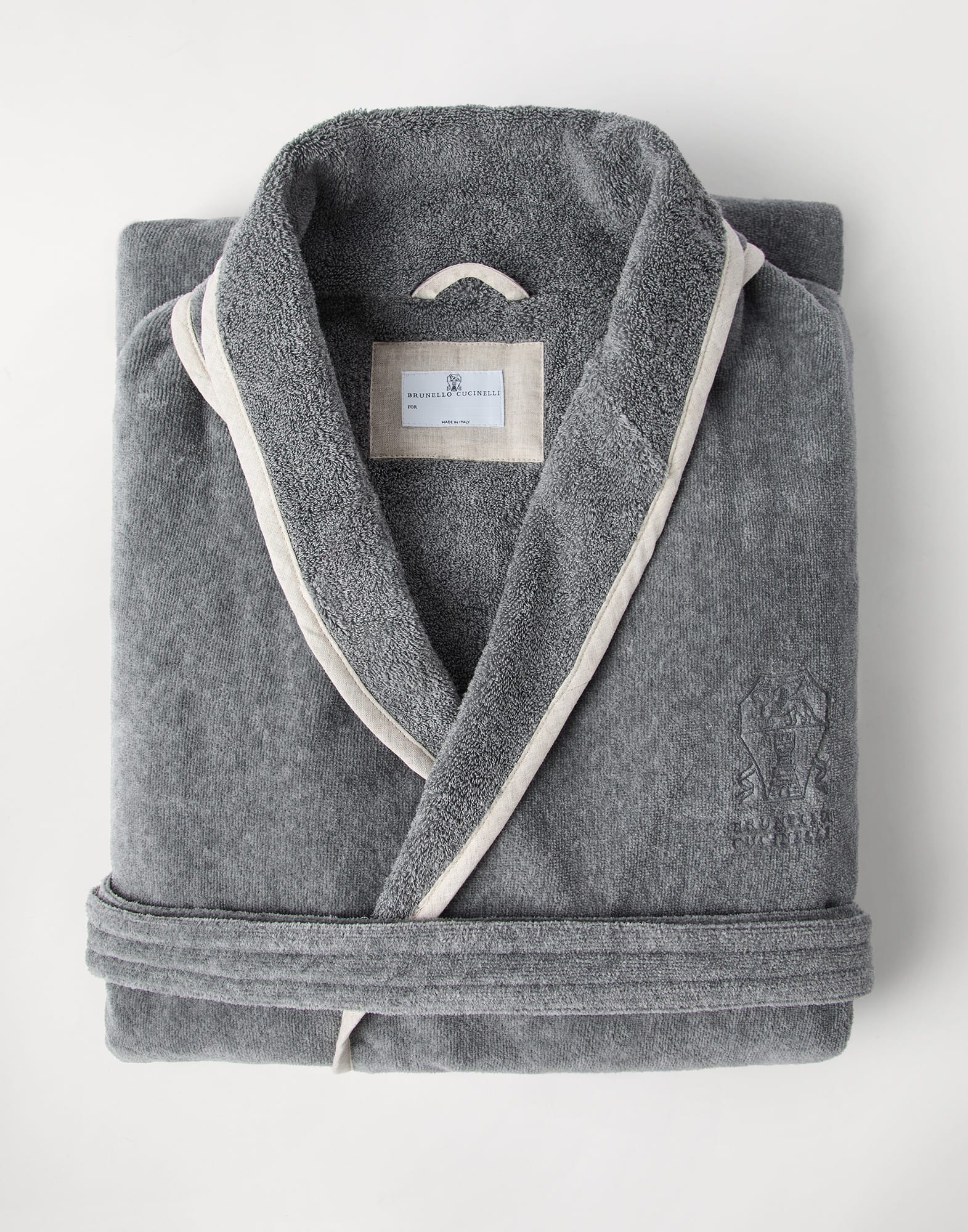 Terrycloth bathrobe Medium Grey Lifestyle - Brunello Cucinelli