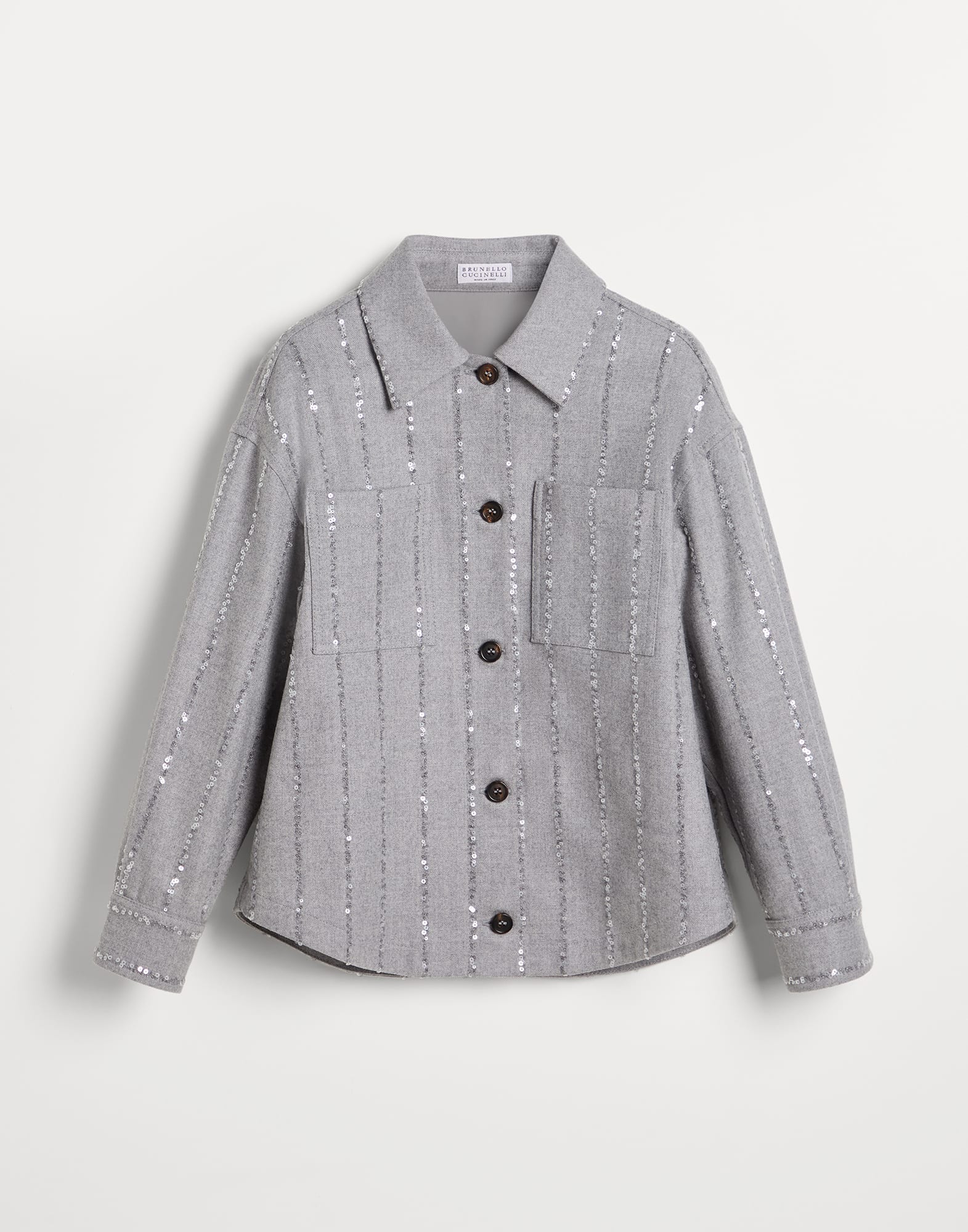 Camicia in flanella Grigio Bambina - Brunello Cucinelli