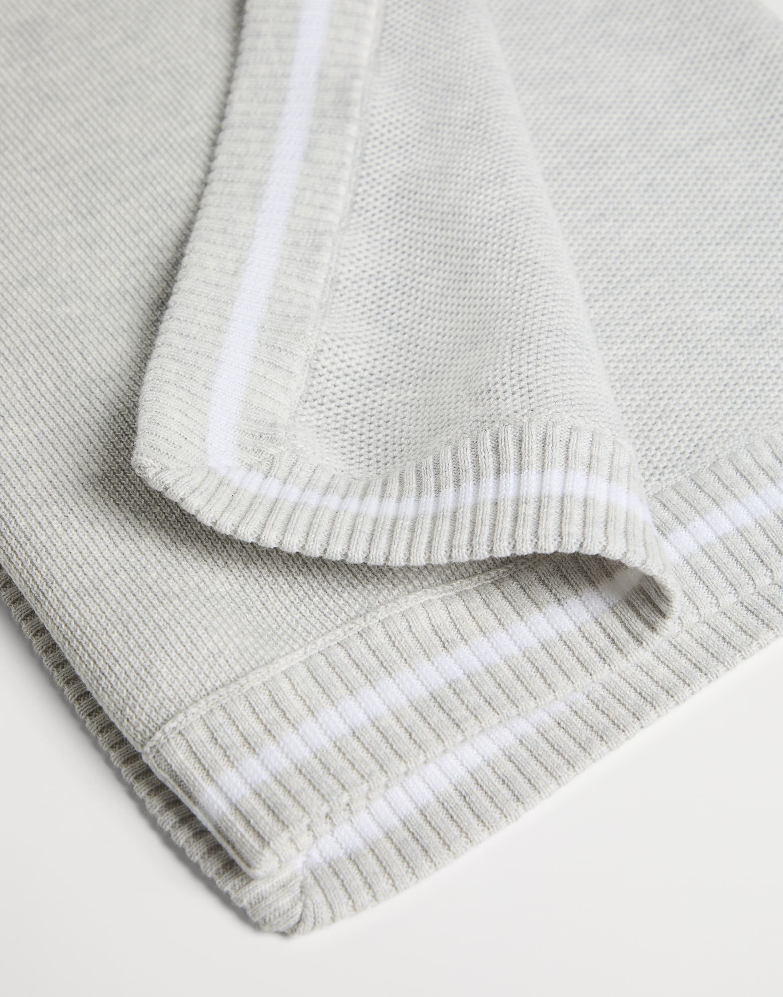 Baby Bernie blanket with embroidery Light Grey Baby - Brunello Cucinelli
