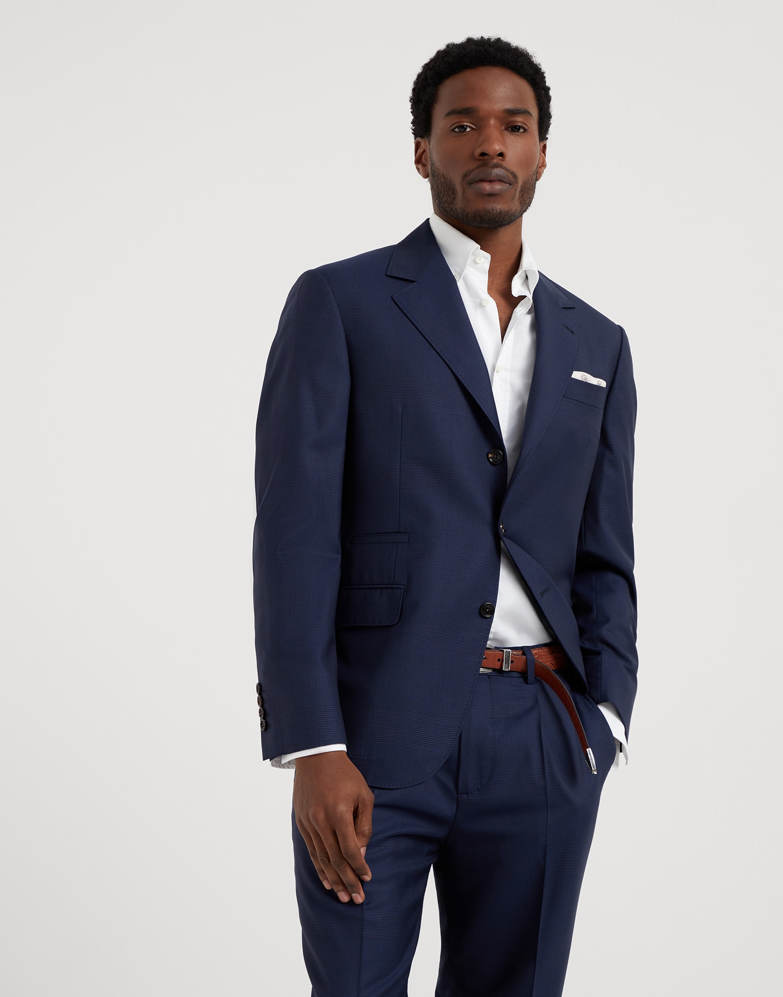 Prince of Wales blazer for Man in Grey | Brunello Cucinelli Prince of Wales blazer for Man in Grey | Brunello Cucinelli