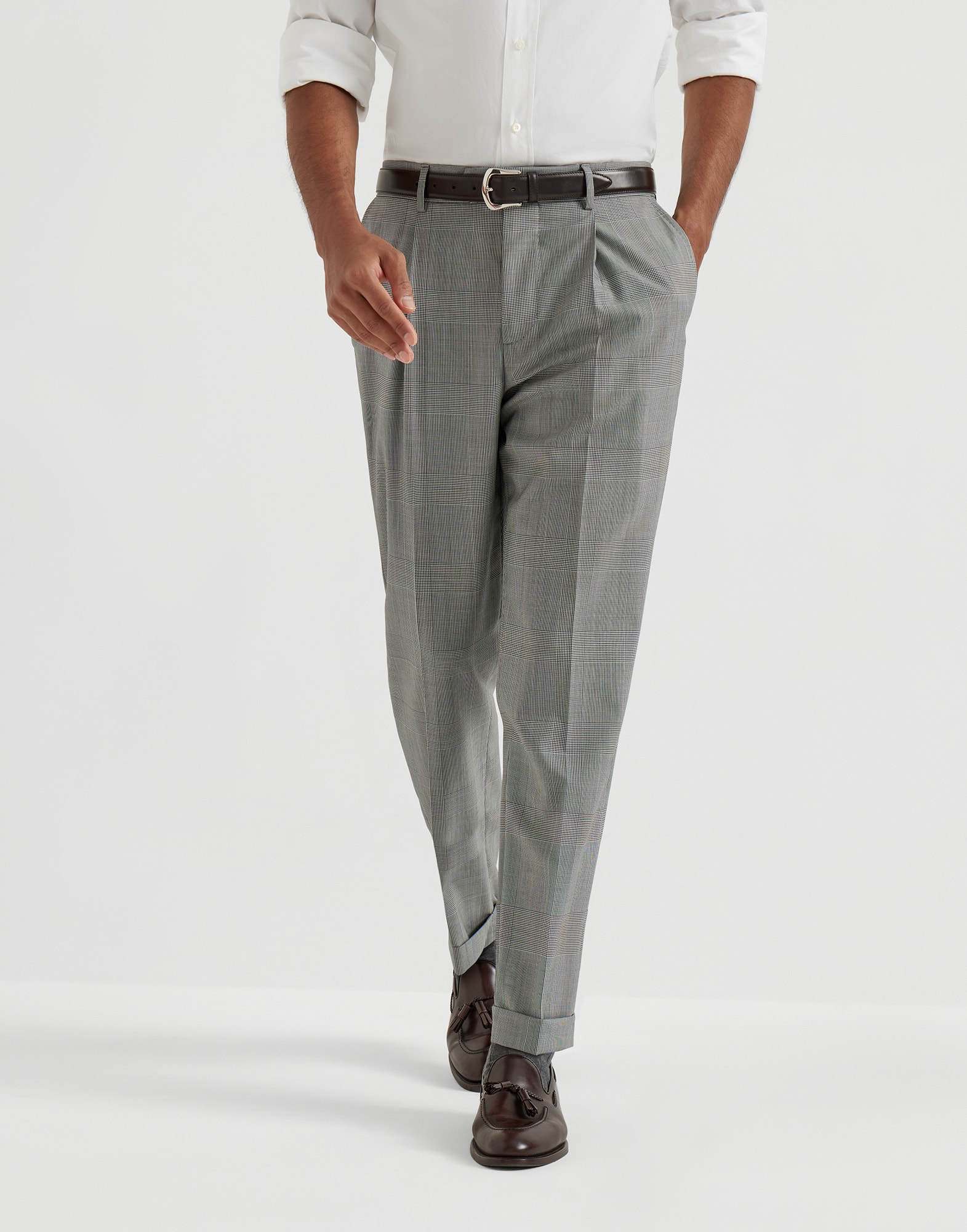 Pantalone Principe di Galles Grigio Uomo - Brunello Cucinelli