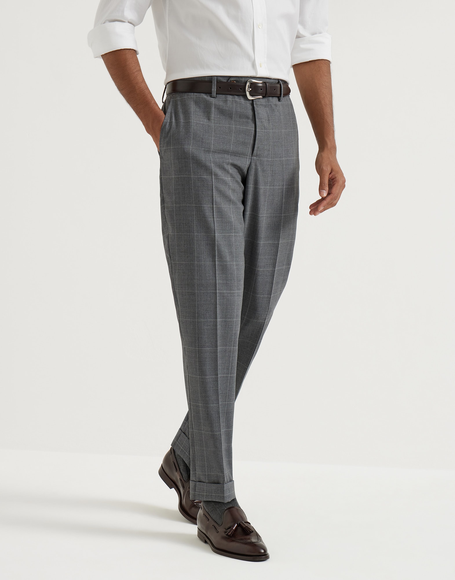 Pantalone in tela di lana vergine Grigio Uomo - Brunello Cucinelli
