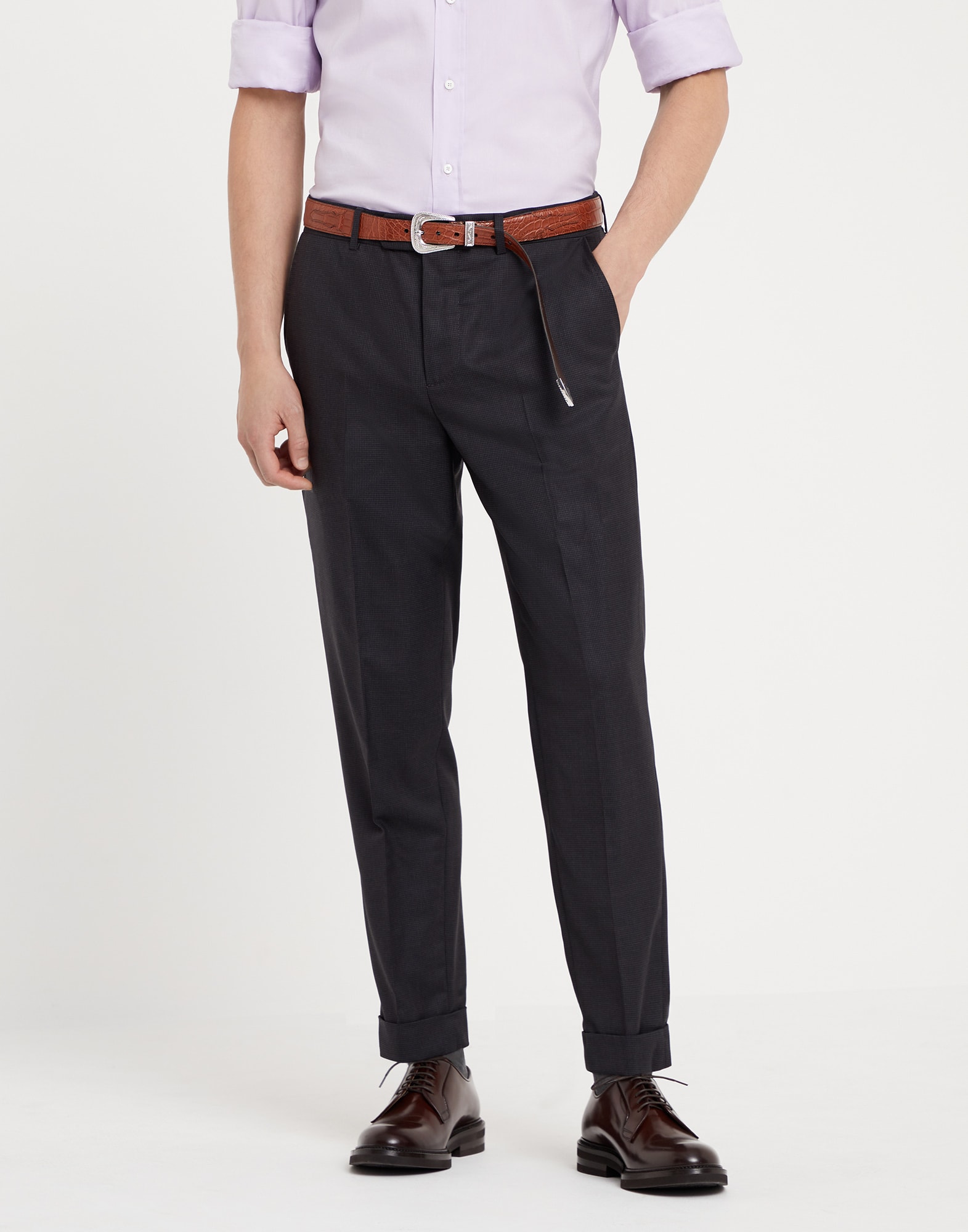 Pantalone pied-de-poule Antracite Uomo - Brunello Cucinelli