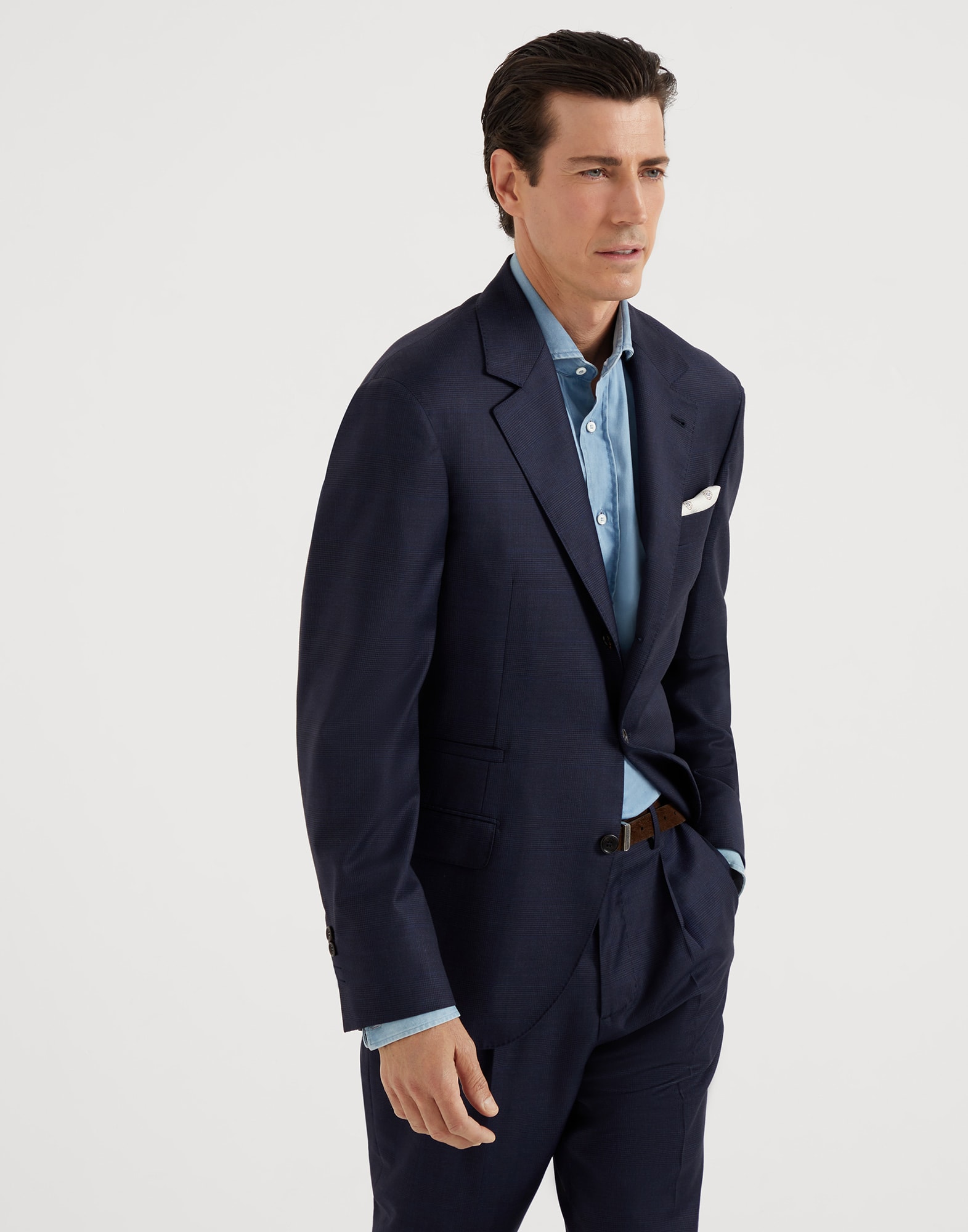 Giacca Principe di Galles Blu Uomo - Brunello Cucinelli