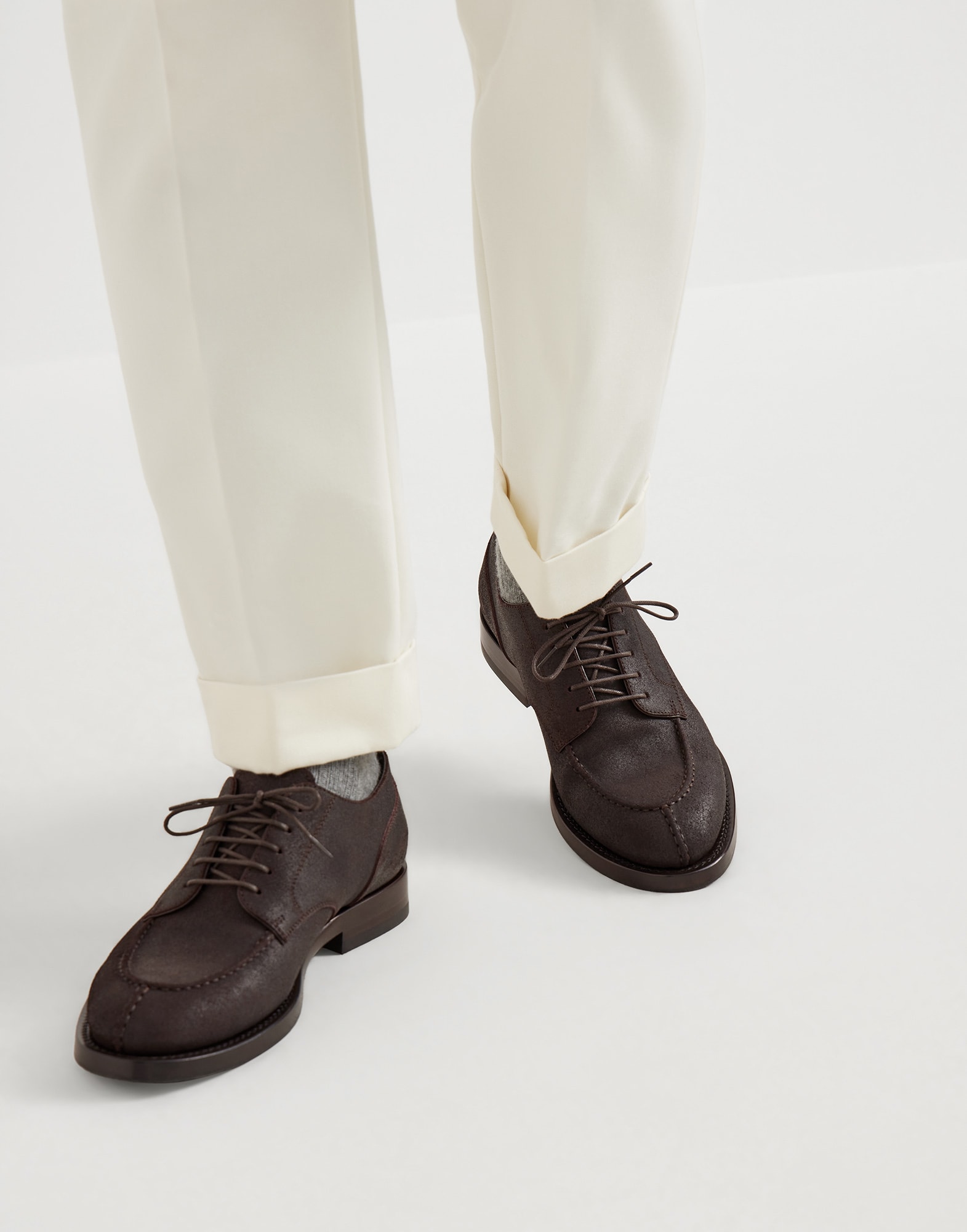 メンズ 向け ブラウン スエードダービー | Brunello Cucinelli メンズ 向け ブラウン スエードダービー | Brunello Cucinelli