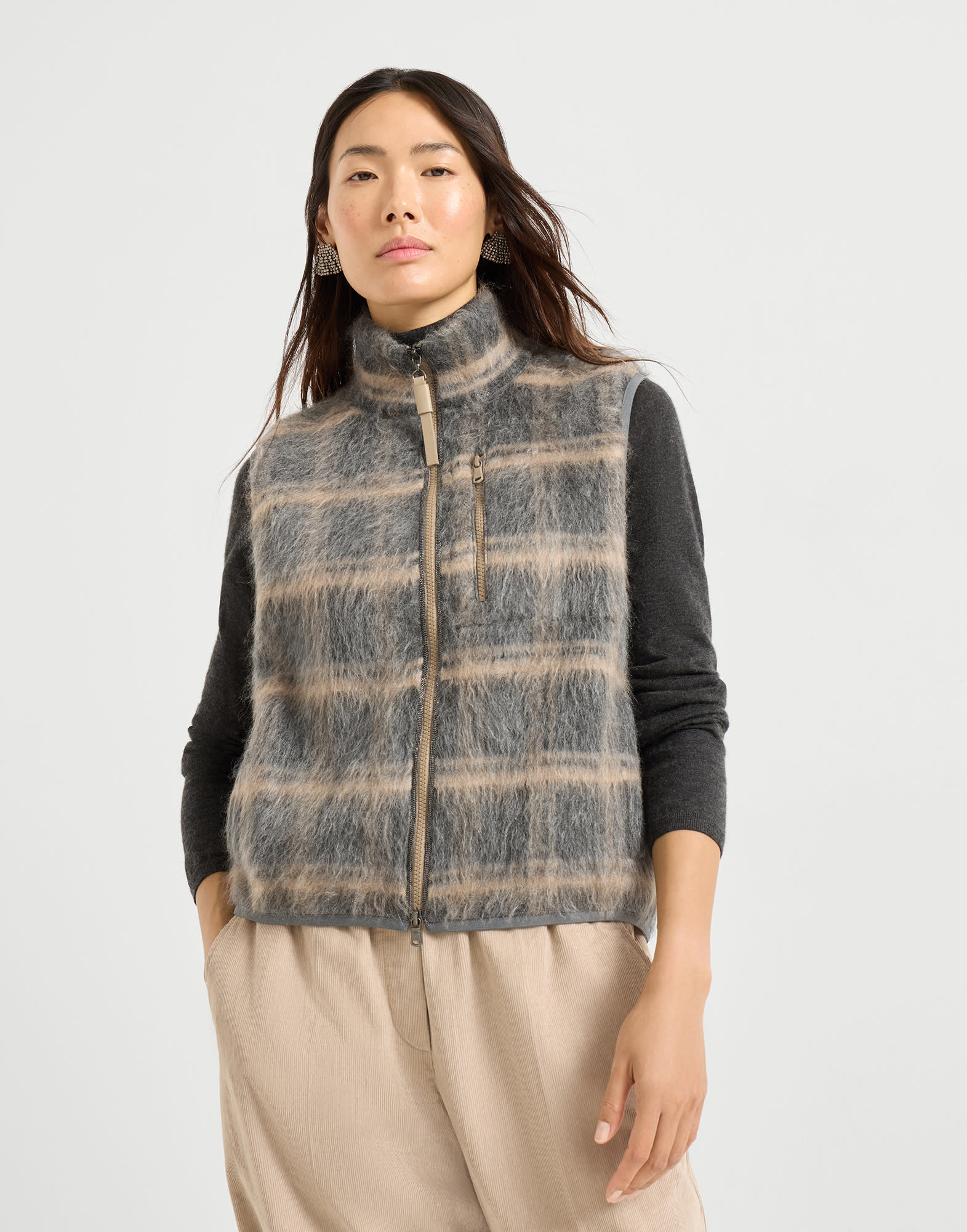 Zip-front Cardigan - Front view - View Full Screen