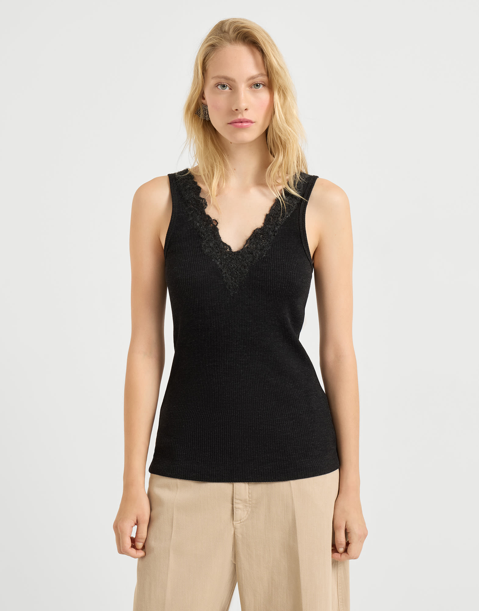 Top in jersey a costina