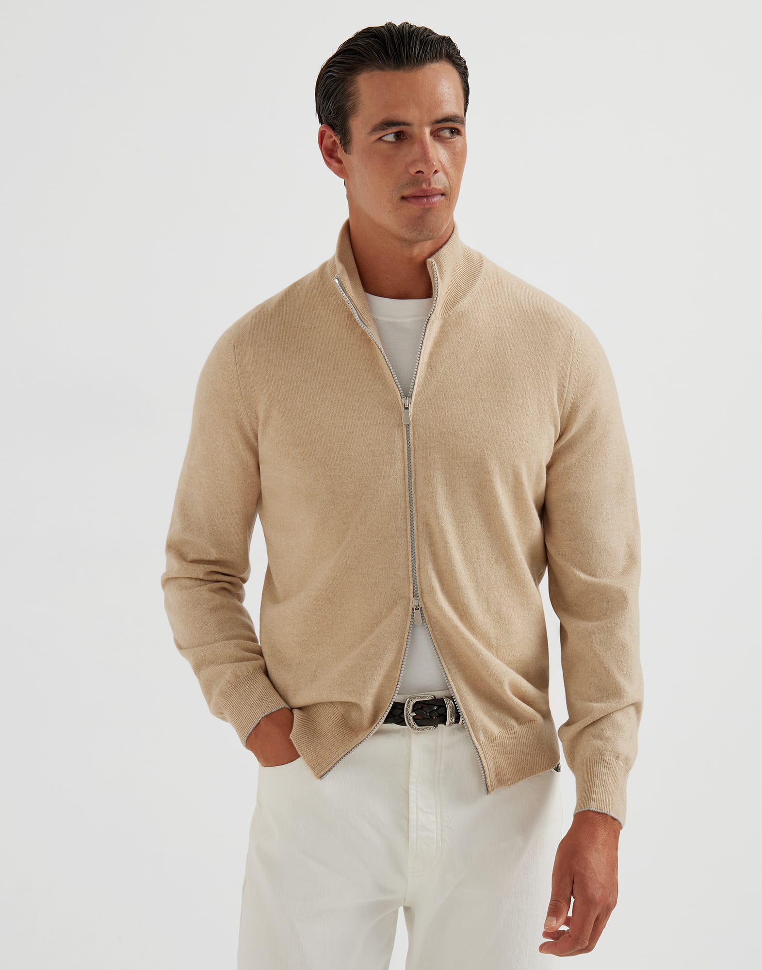Zip-front Cardigan - Front view - View Full Screen