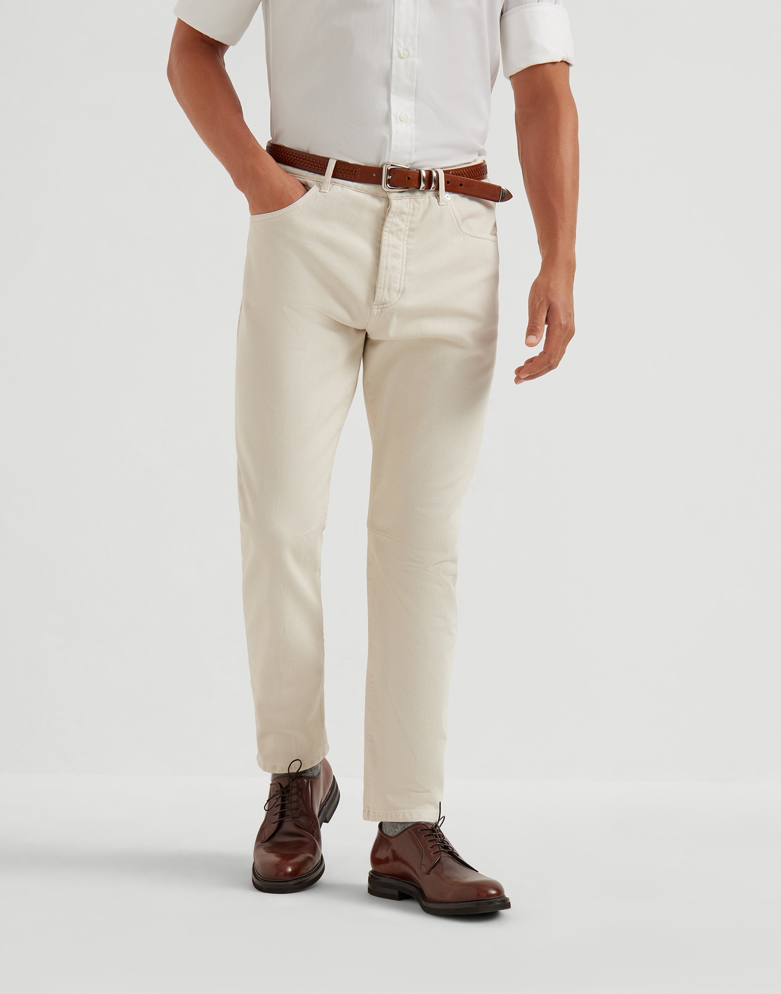 Denim Five-Pocket Trousers - Front view - View Full Screen
