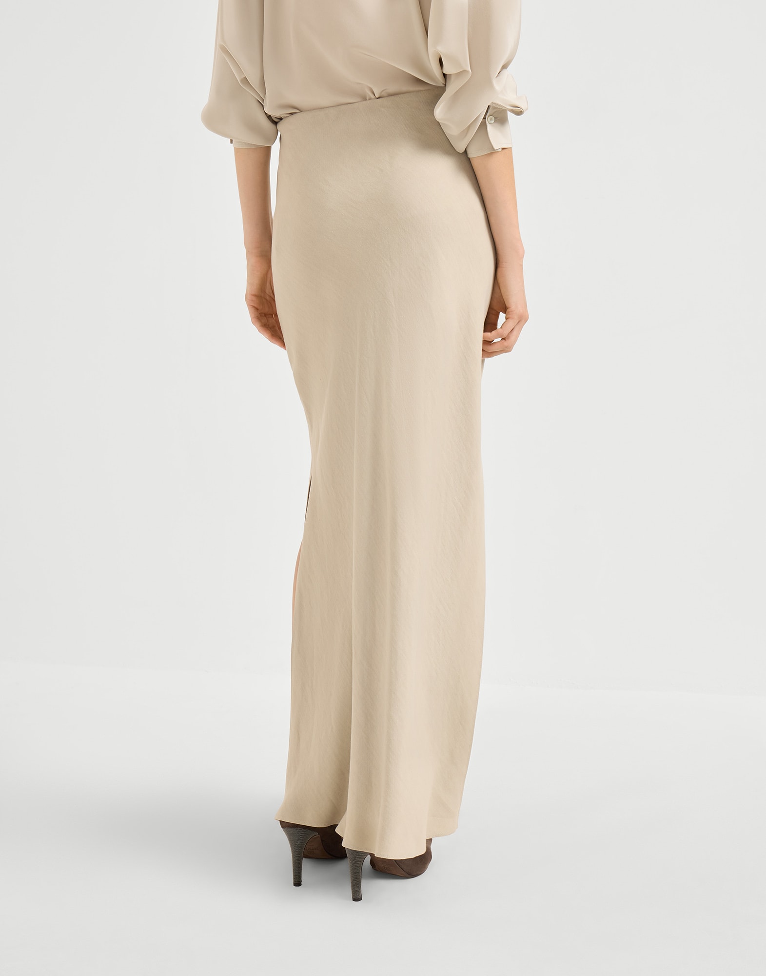 Bias-cut skirt for Woman in Blue | Brunello Cucinelli Bias-cut skirt for Woman in Blue | Brunello Cucinelli