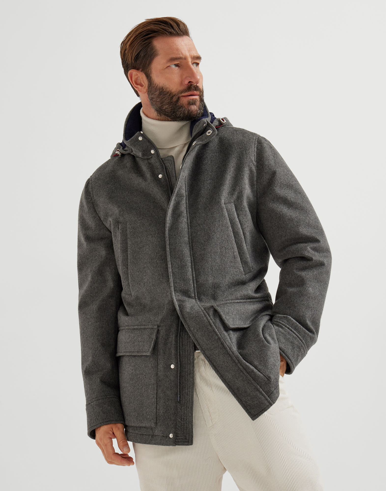 军装风格大衣 - 正面视角 - 正面观看 - 全屏观看