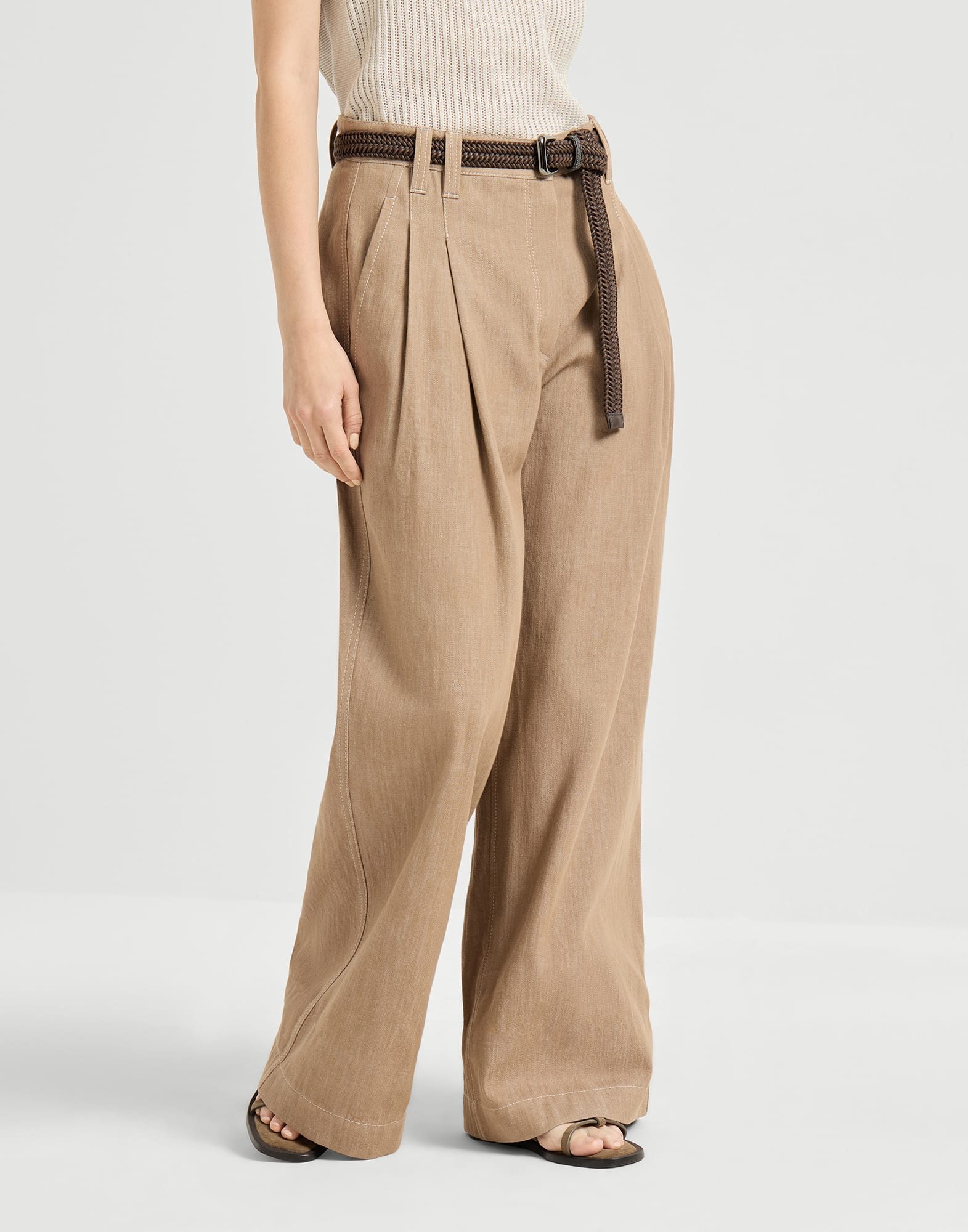 Брюки Wide Smart Песок пустыни Женщина - Brunello Cucinelli