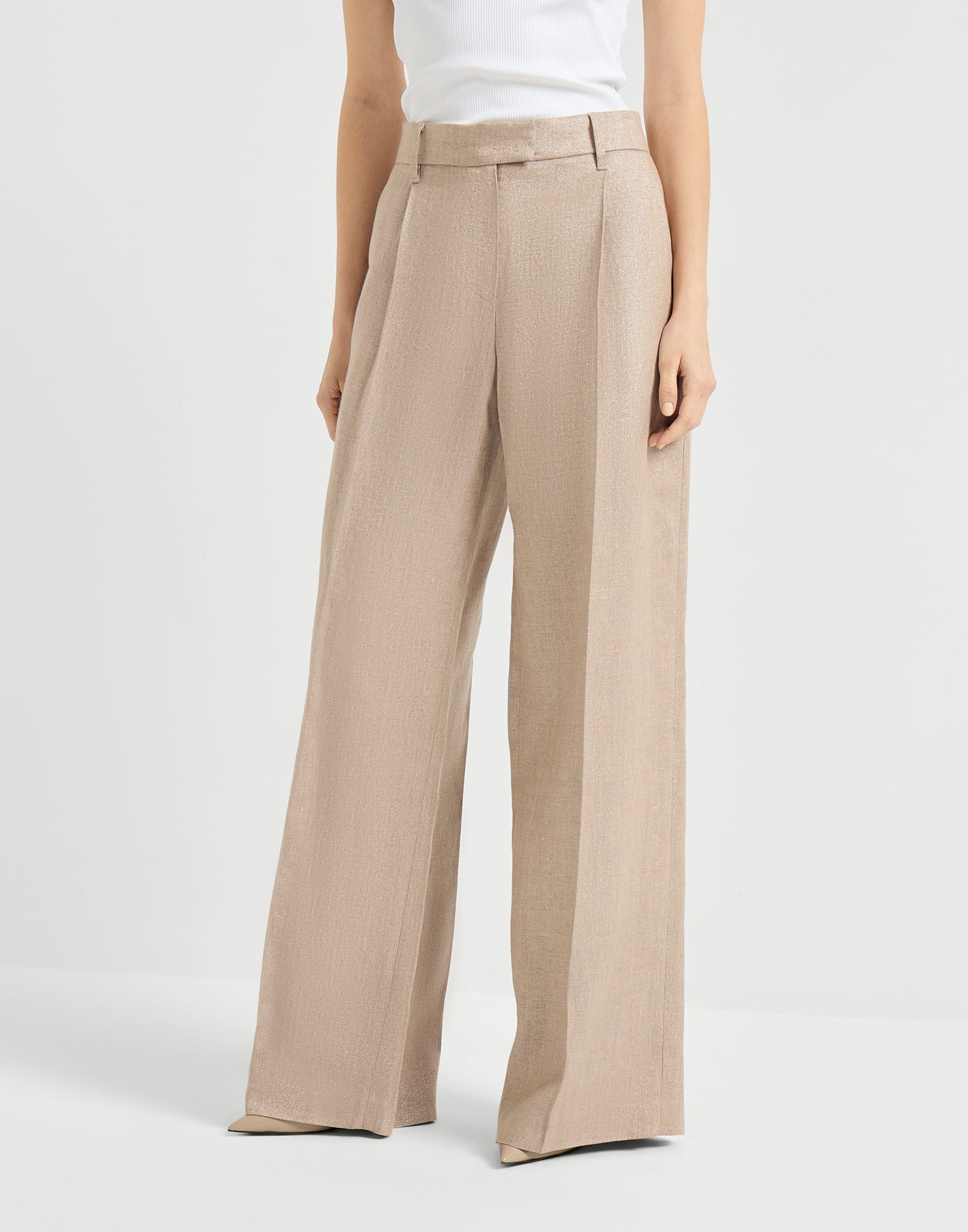 Pantalone Loose Pleated Rosa Antico Donna - Brunello Cucinelli