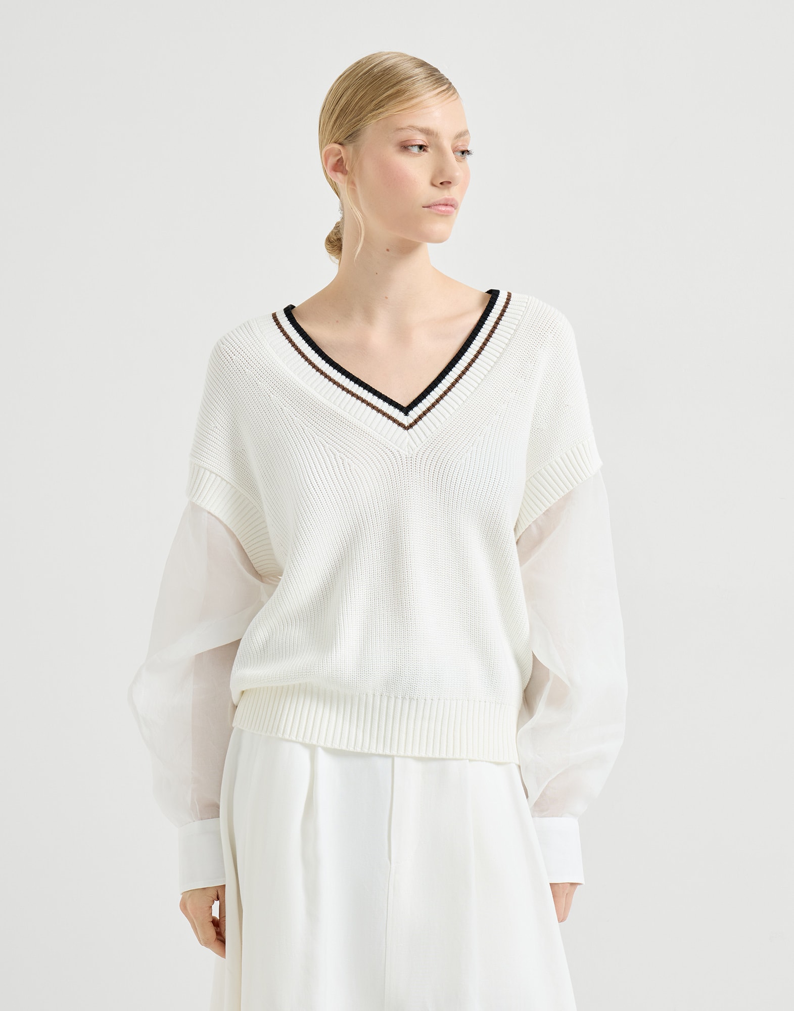 Maglia in cotone Bianco Donna - Brunello Cucinelli