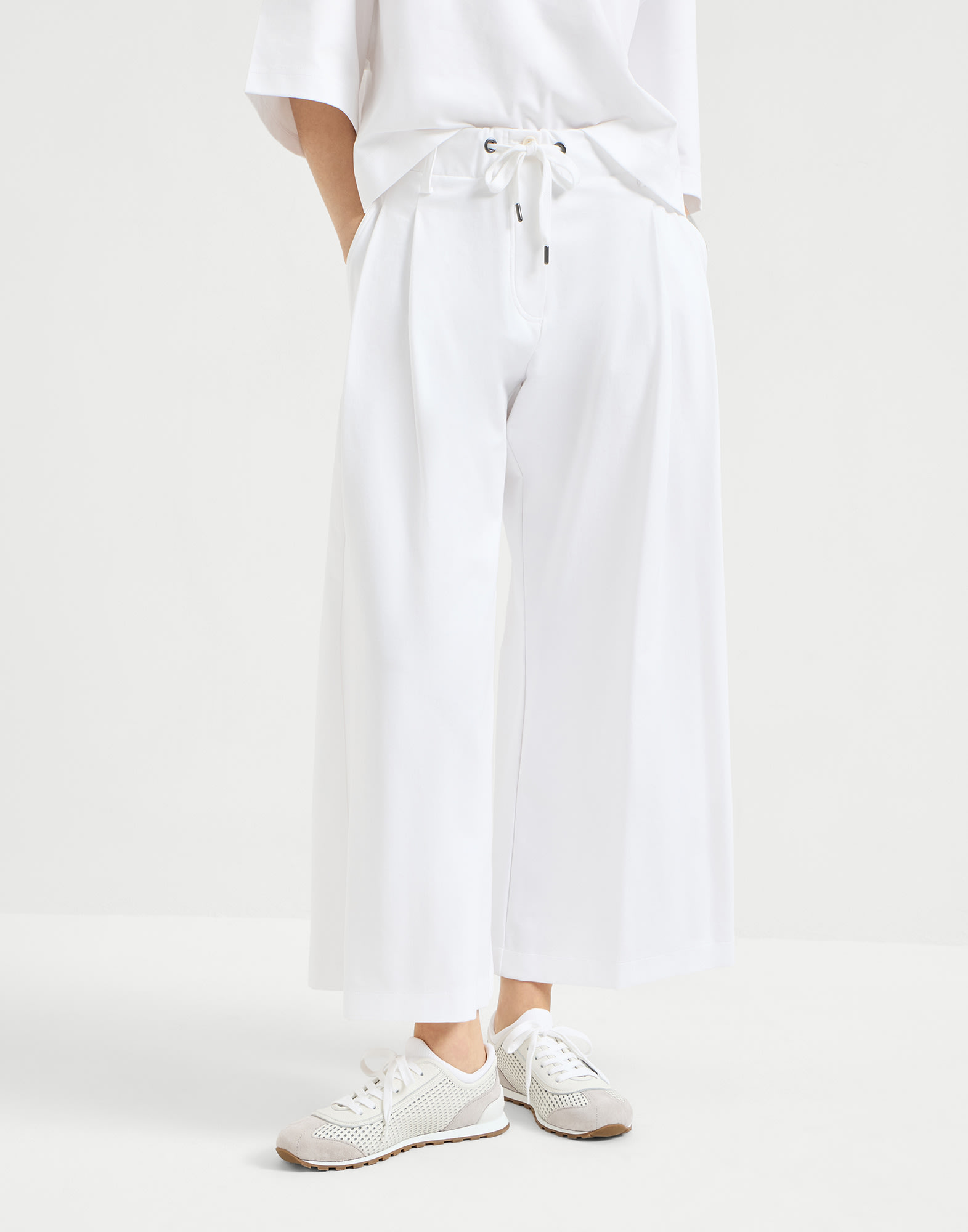 Pantalone in interlock couture Bianco Donna - Brunello Cucinelli