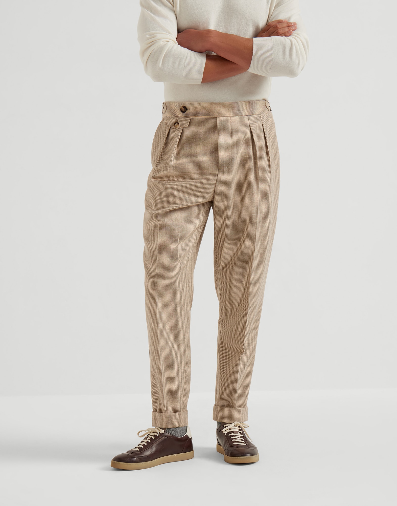 Pantalone pied-de-poule Beige Uomo - Brunello Cucinelli