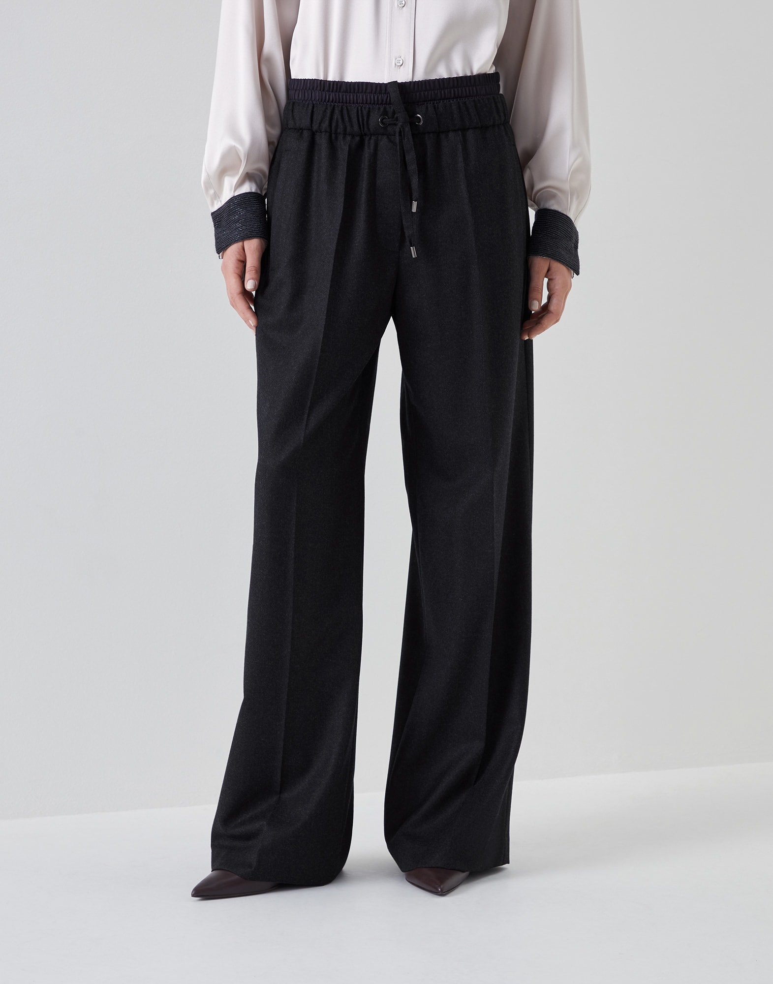 Wide trousers Anthracite Woman - Brunello Cucinelli