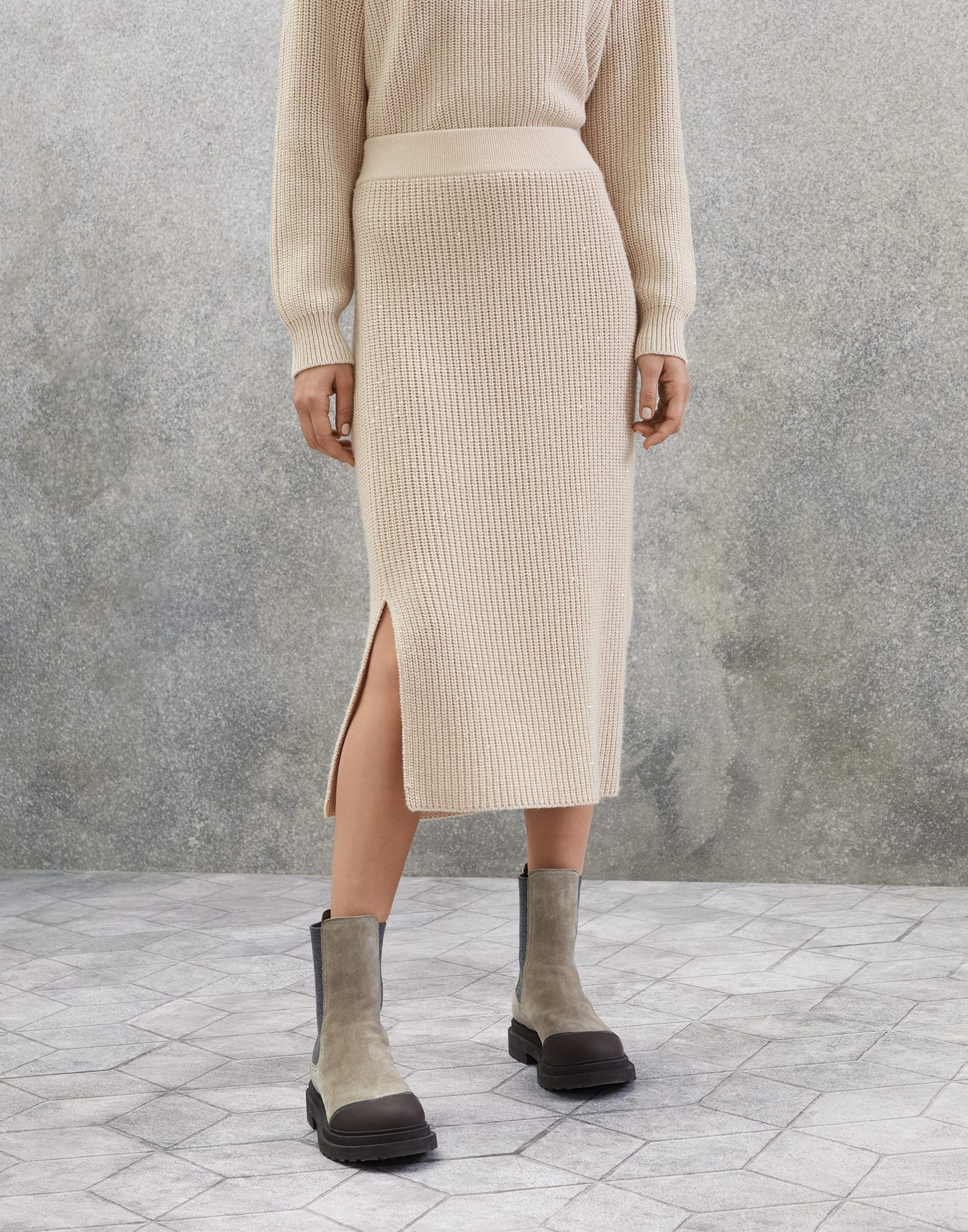Knitted skirt Beige Woman -
                        Brunello Cucinelli
                    
